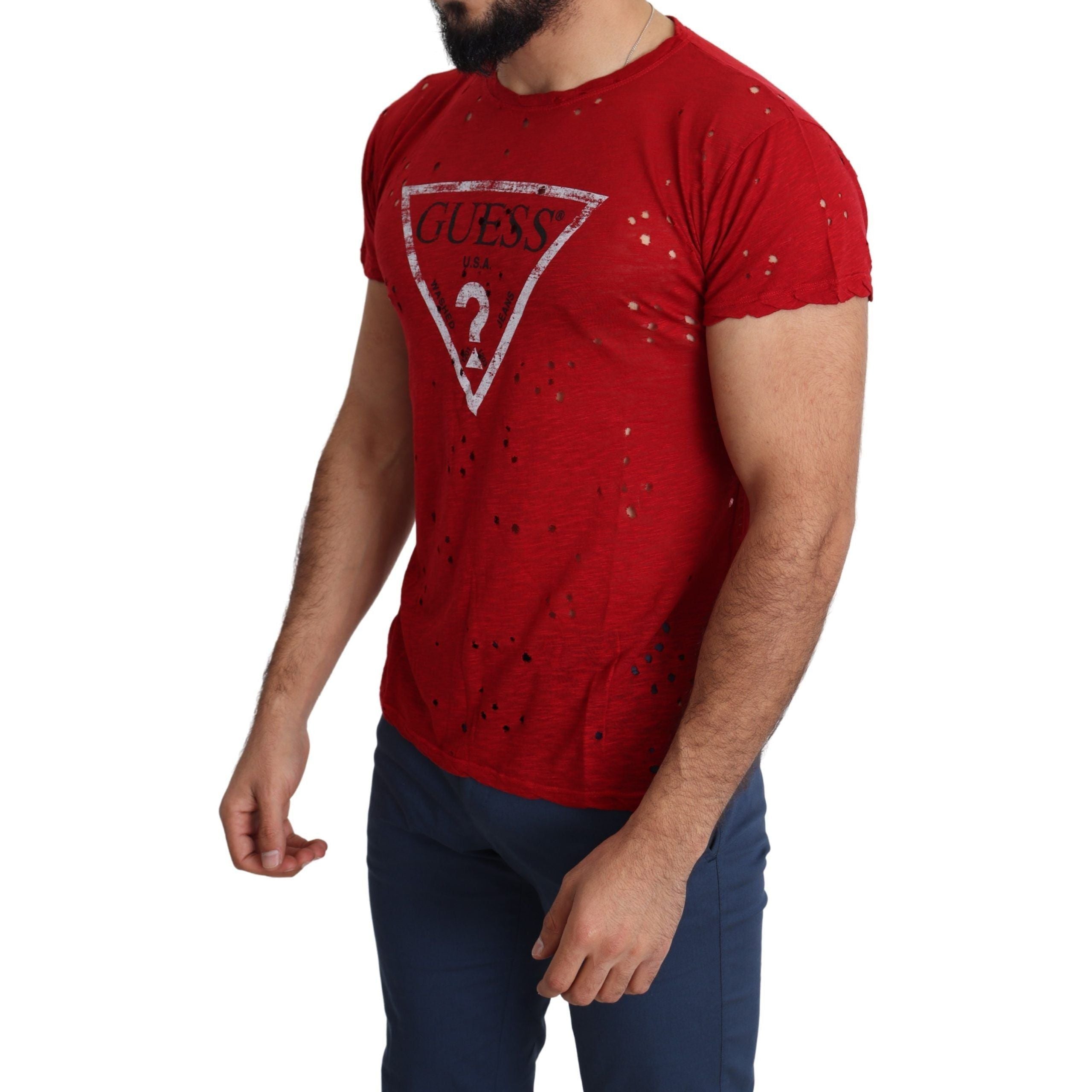 Guess Radiant Red Cotton Stretch T-Shirt
