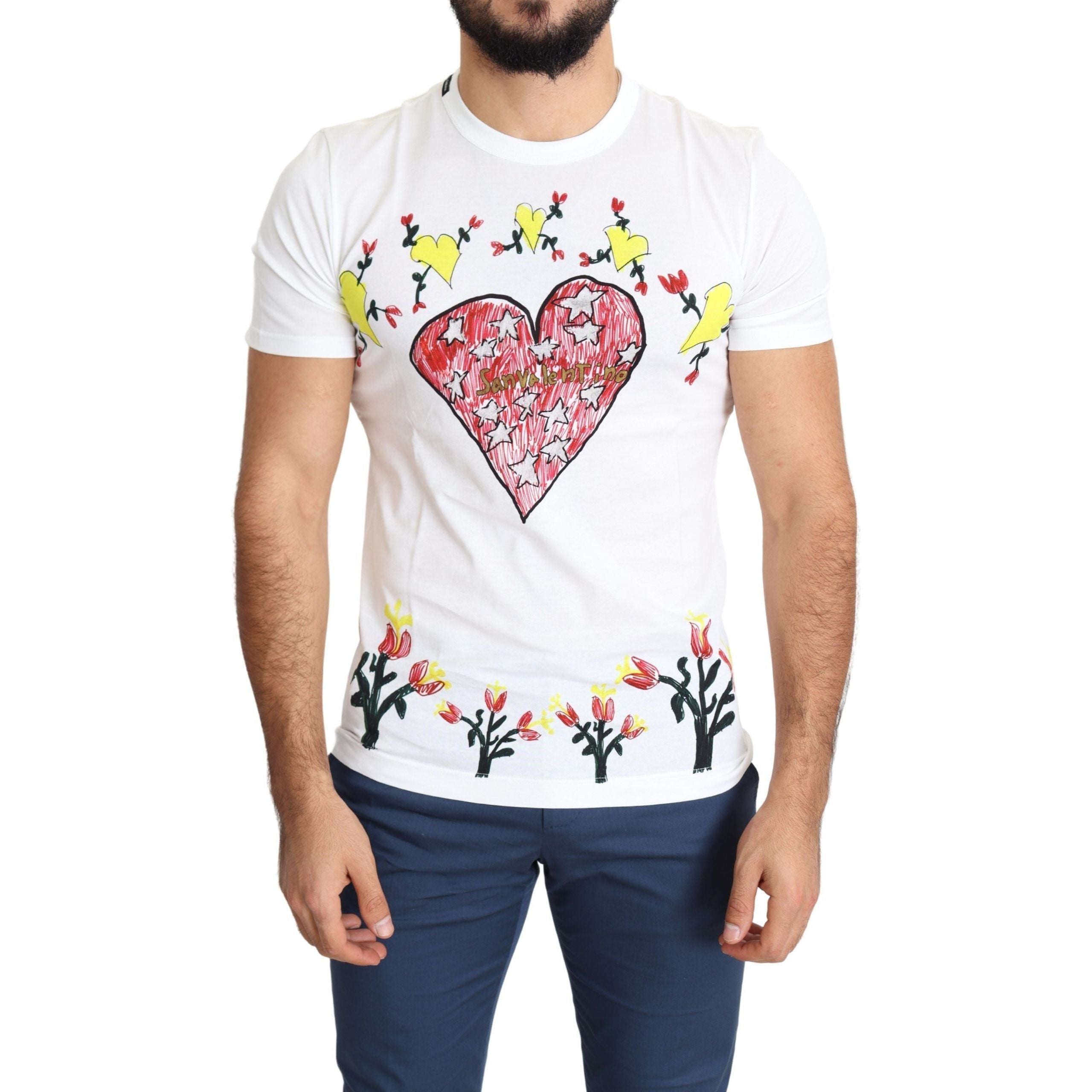 Dolce & Gabbana White Cotton Chic Saint Valentine T-Shirt