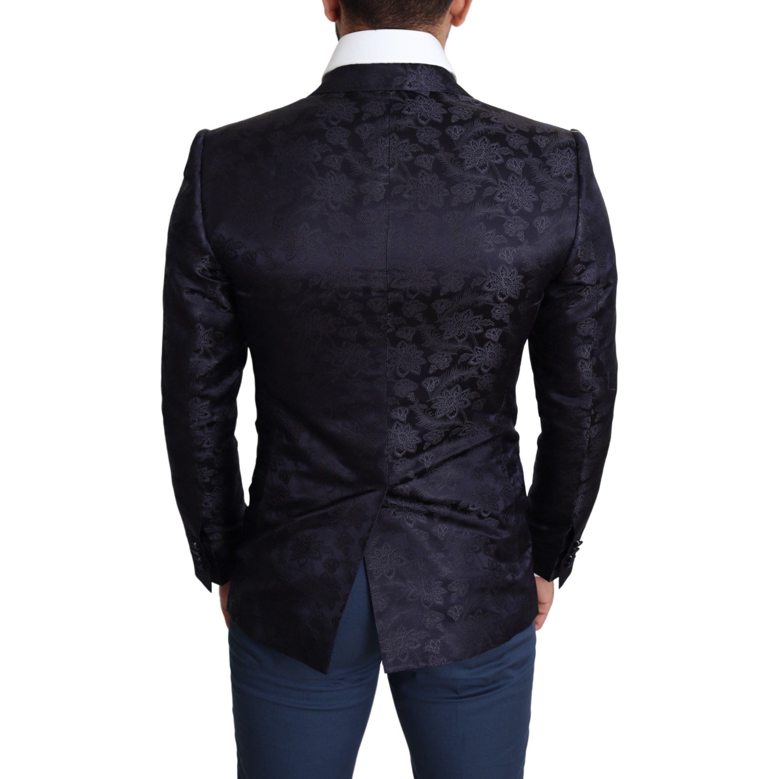 Dolce & Gabbana Blue Silk Blend Martini Blazer