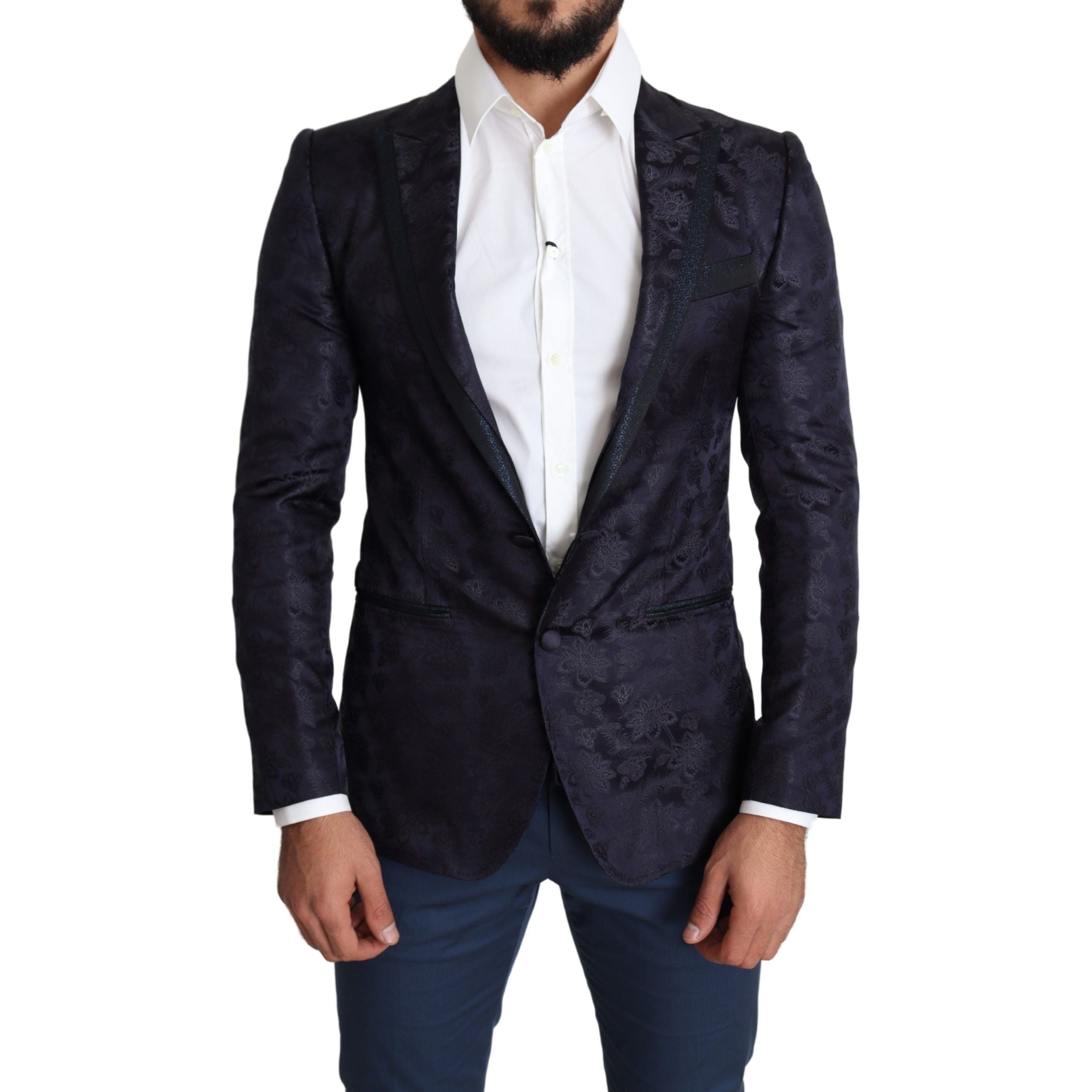 Dolce & Gabbana Blue Silk Blend Martini Blazer