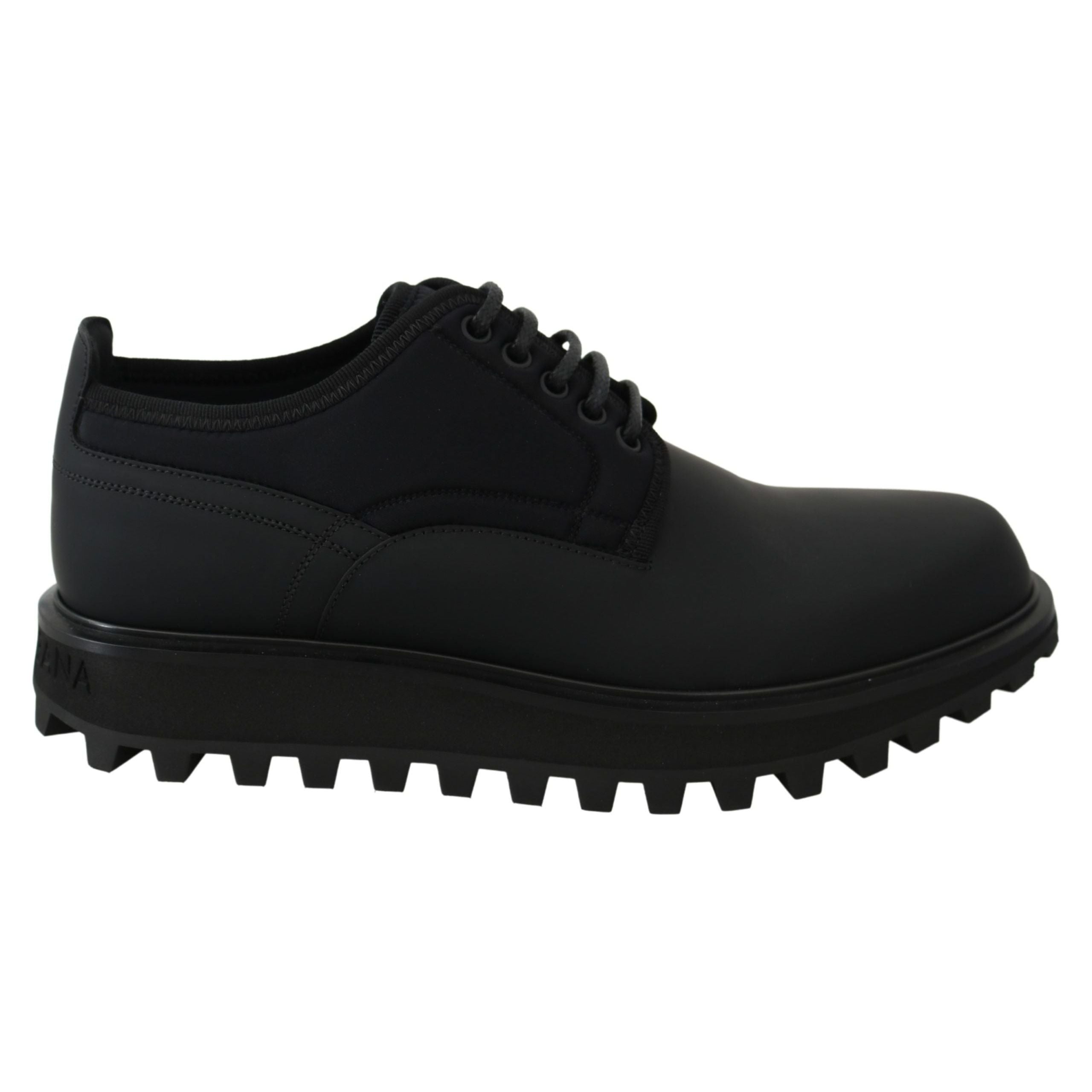 Dolce & Gabbana Black Calfskin Elegant Derby Shoes