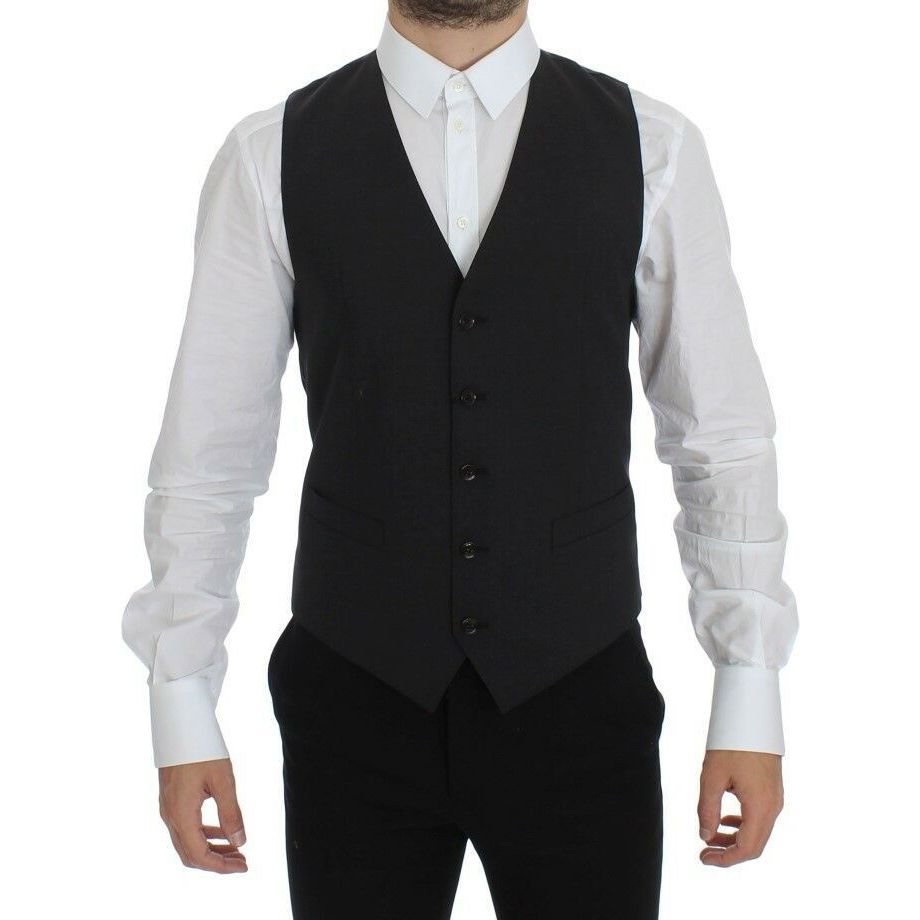 Dolce & Gabbana Gray Wool Blend Dress Vest Excellence