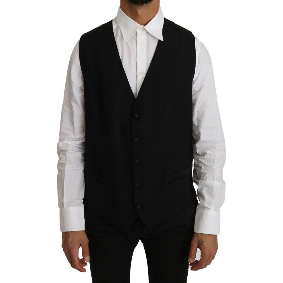 Dolce & Gabbana Black Wool Blend Formal Vest