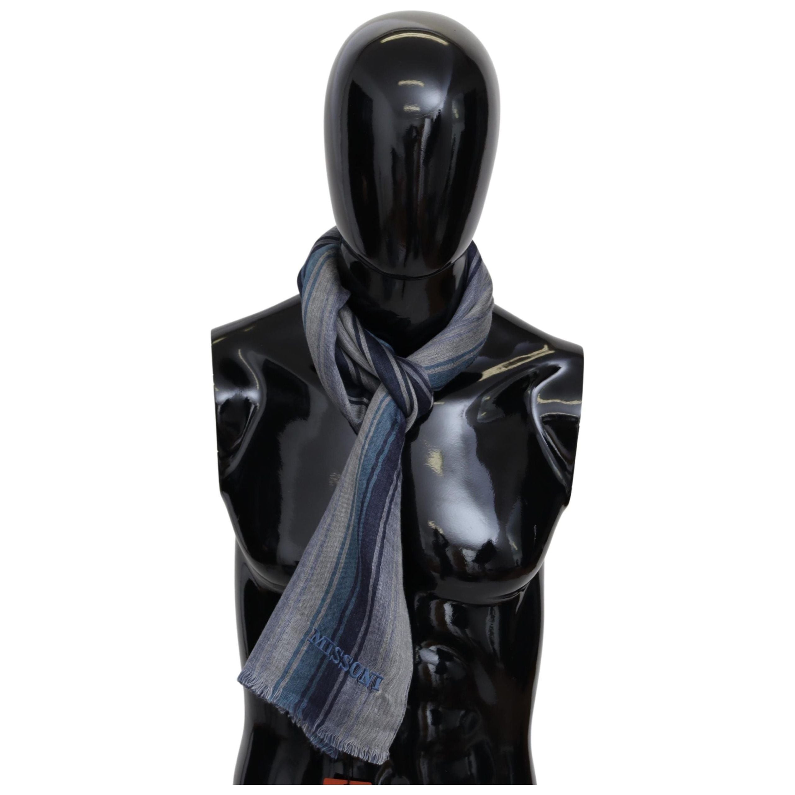 Missoni Multicolor Wool Scarf with Logo Embroidery