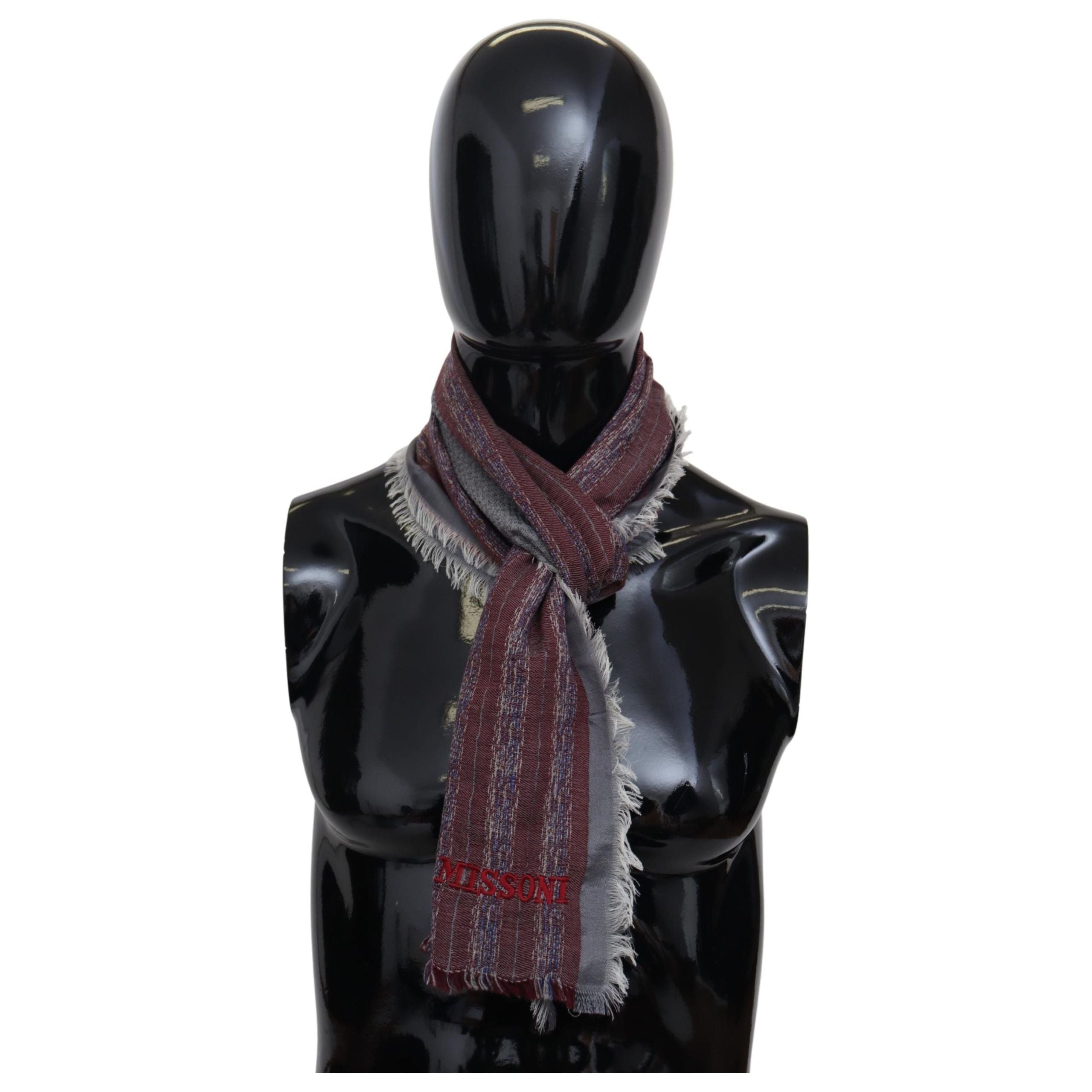 Missoni Multicolour Wool Striped Logo Scarf