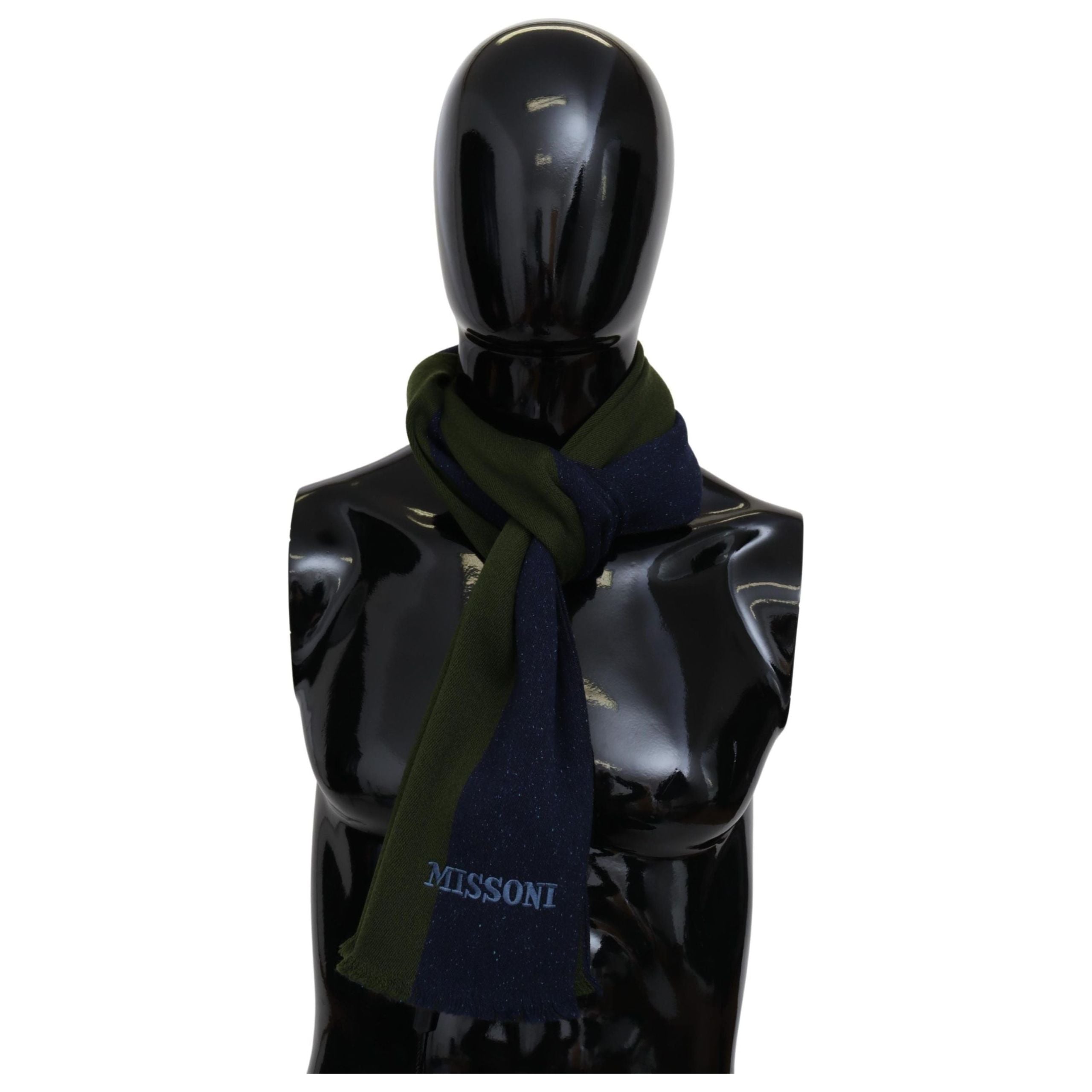 Missoni Multicolour Wool Scarf with Stripes and Logo Embroidery