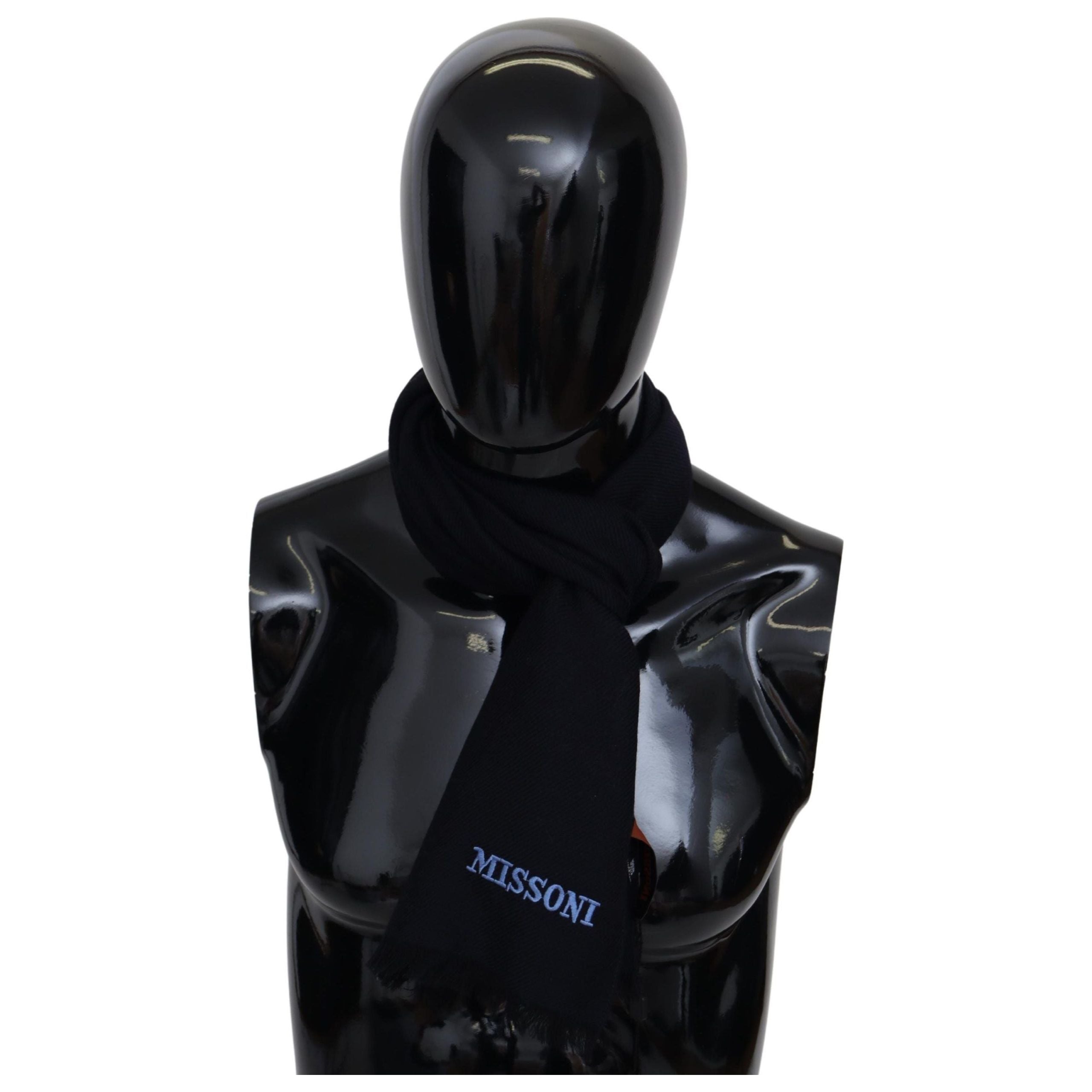 Missoni Black Wool Unisex Scarf for Timeless Style
