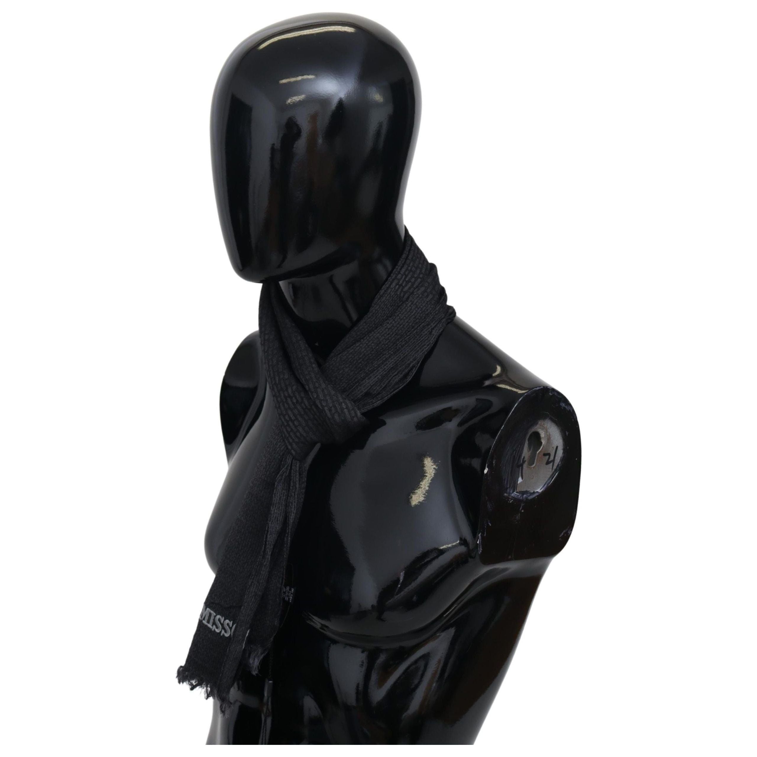 Missoni Black Wool Fringed Scarf for Sophisticated Style