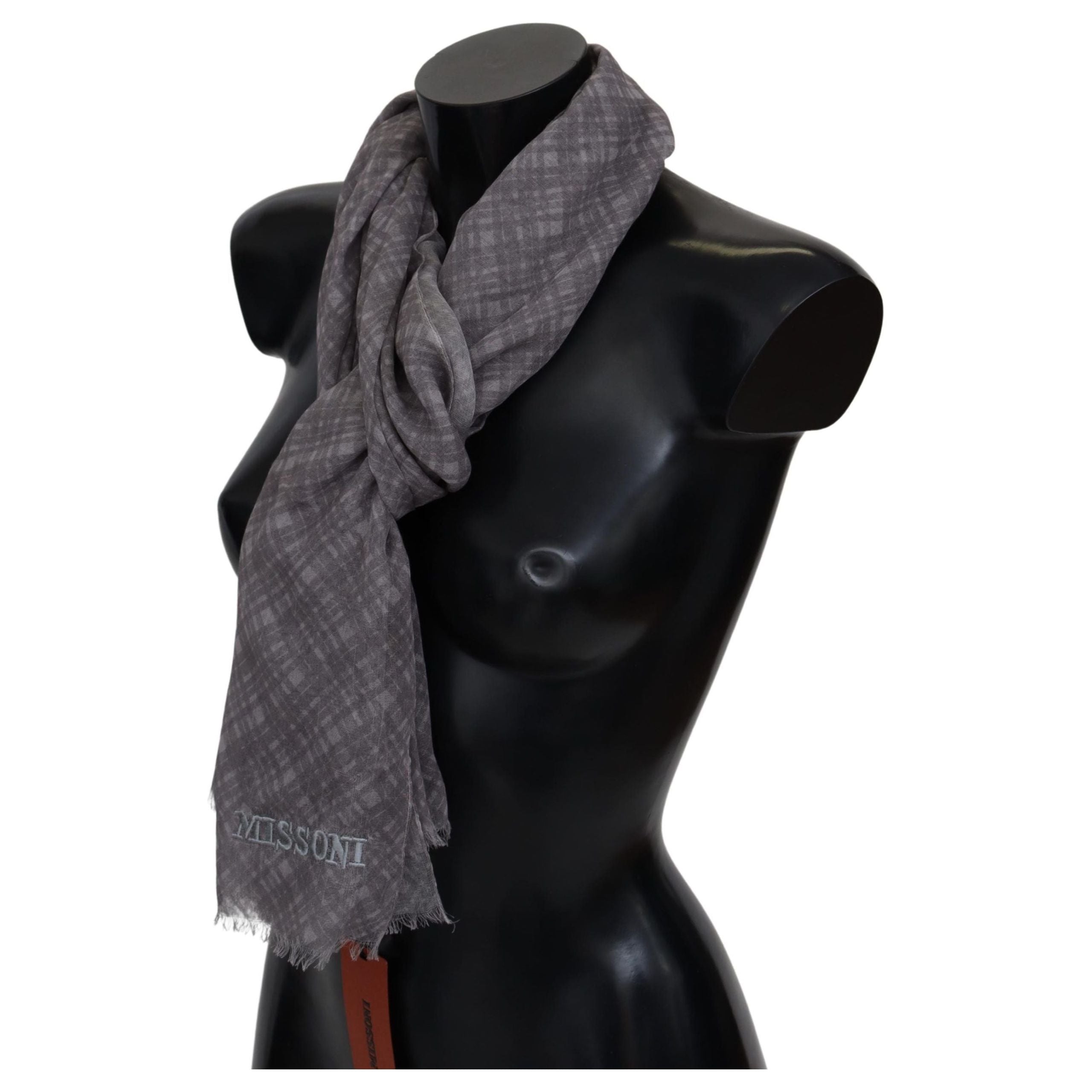 Missoni Multicolor Wool Silk Blend Plaid Scarf