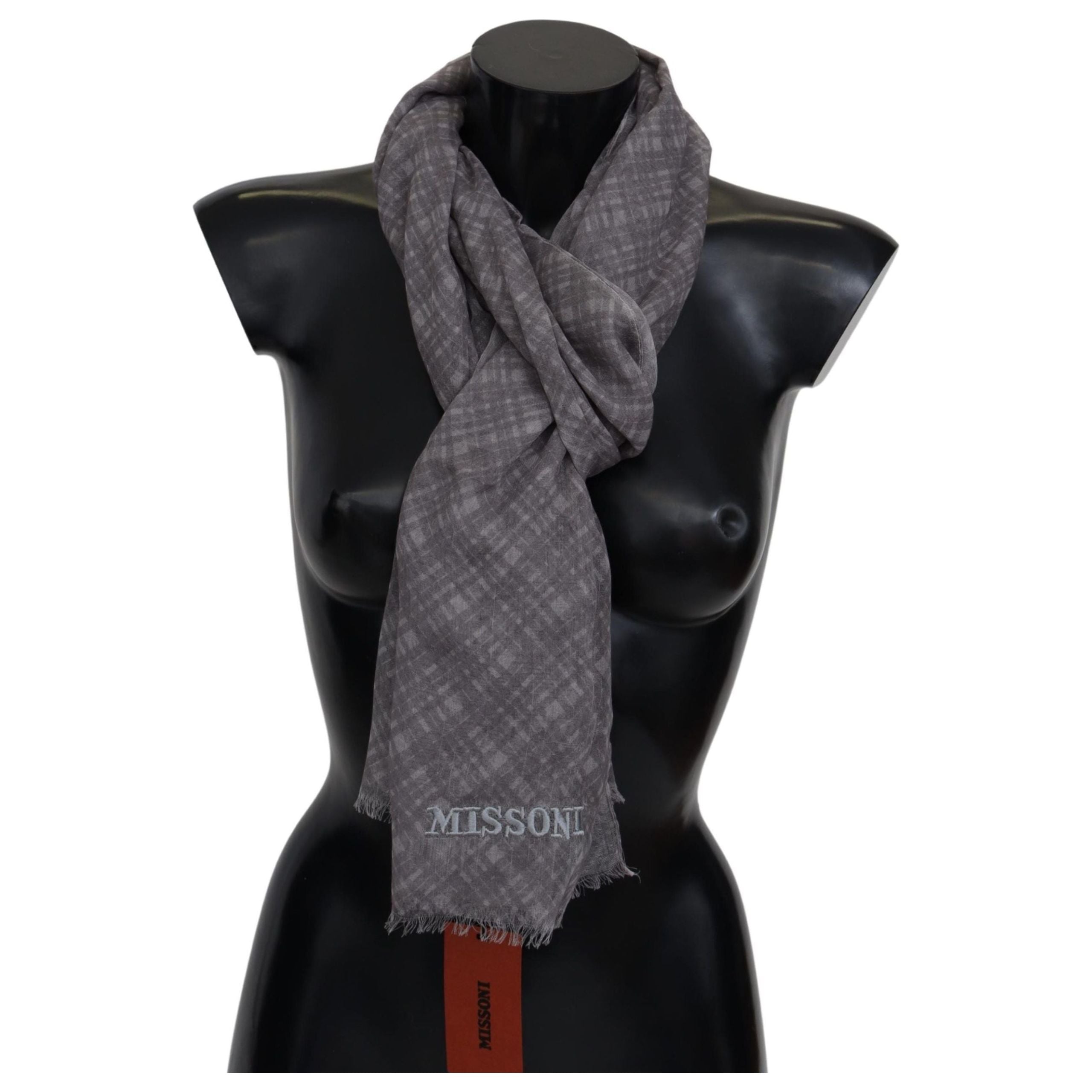 Missoni Multicolor Wool Silk Blend Plaid Scarf