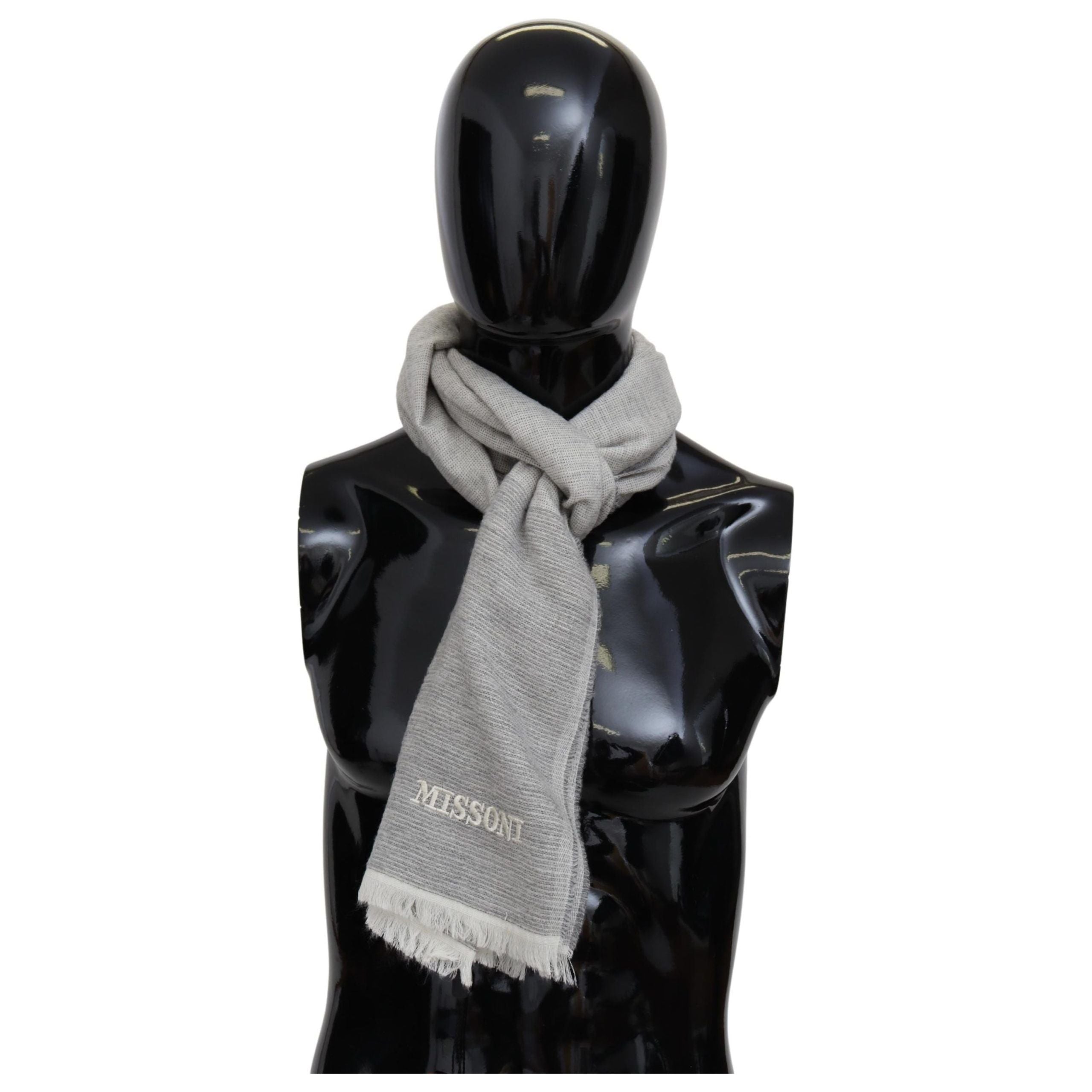 Missoni Beige Wool Scarf with Embroidery Detail