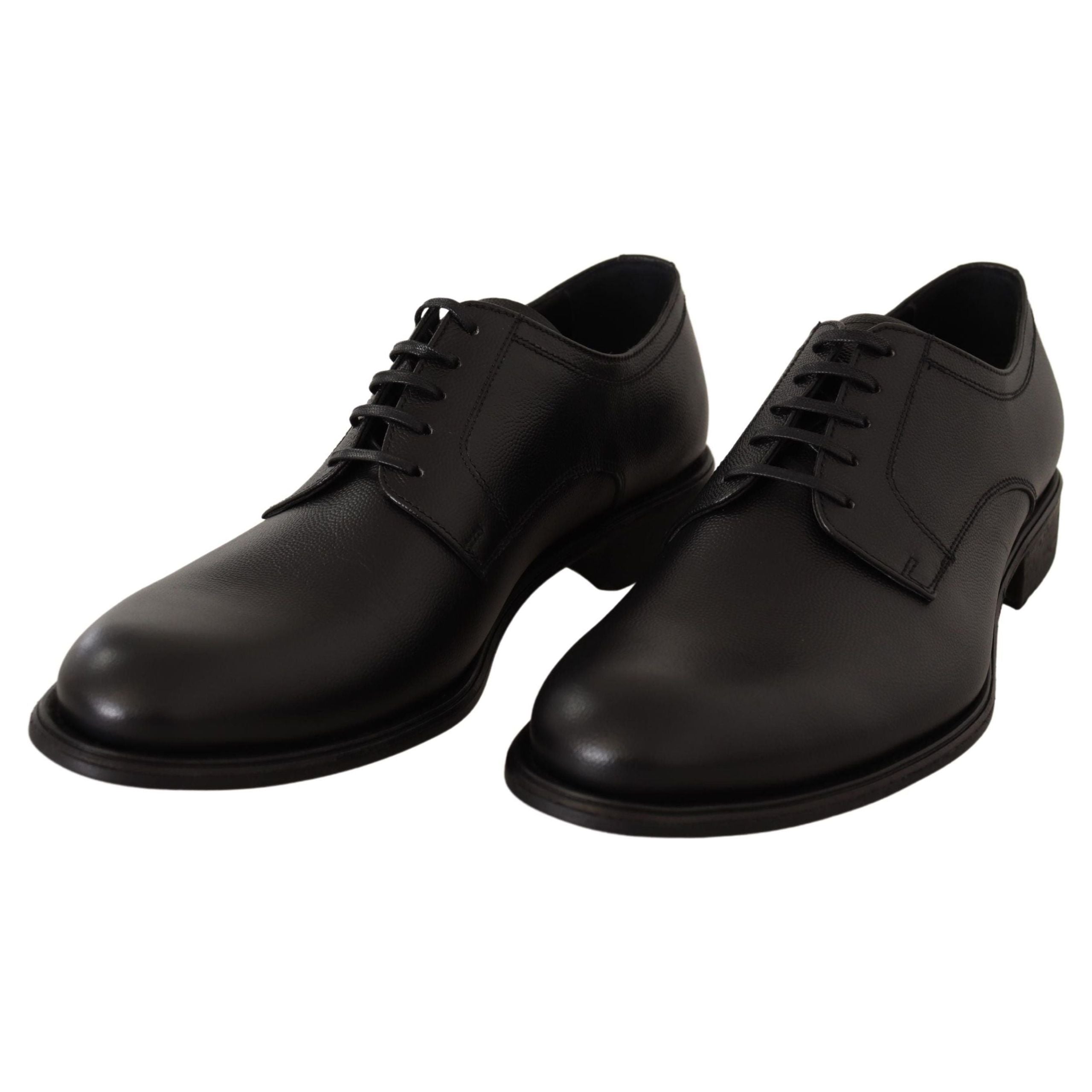 Dolce & Gabbana Black Leather Derby Shoes for Sophistication