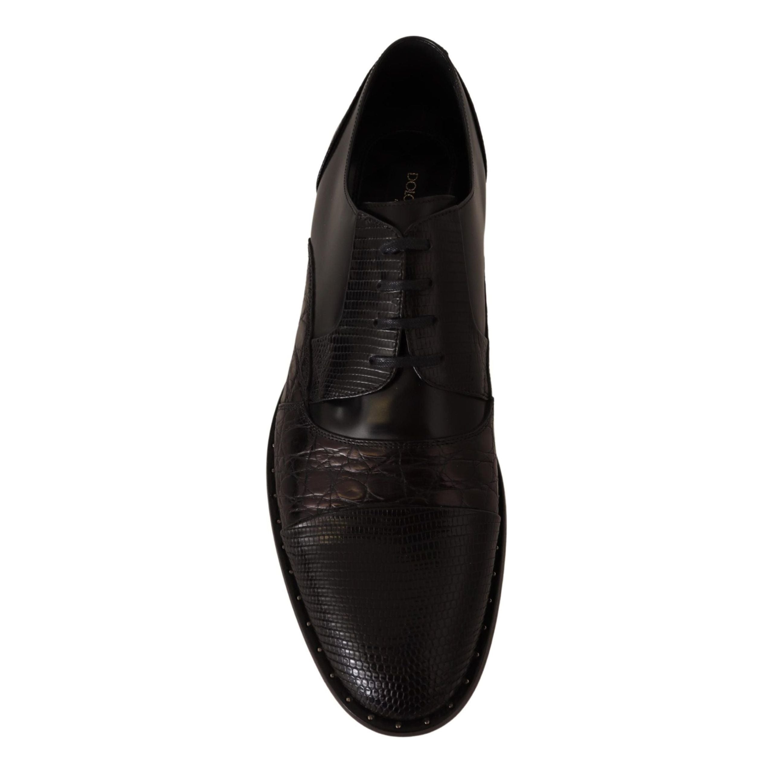 Dolce & Gabbana Black Calf Leather Derby Oxford Wingtips Shoes