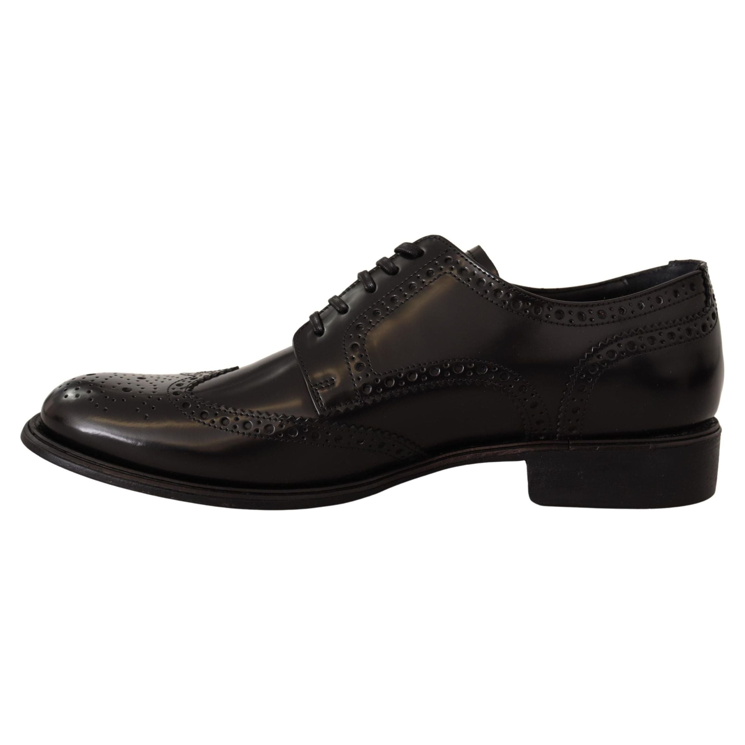 Dolce & Gabbana Black Leather Wingtip Derby Shoes Luxe