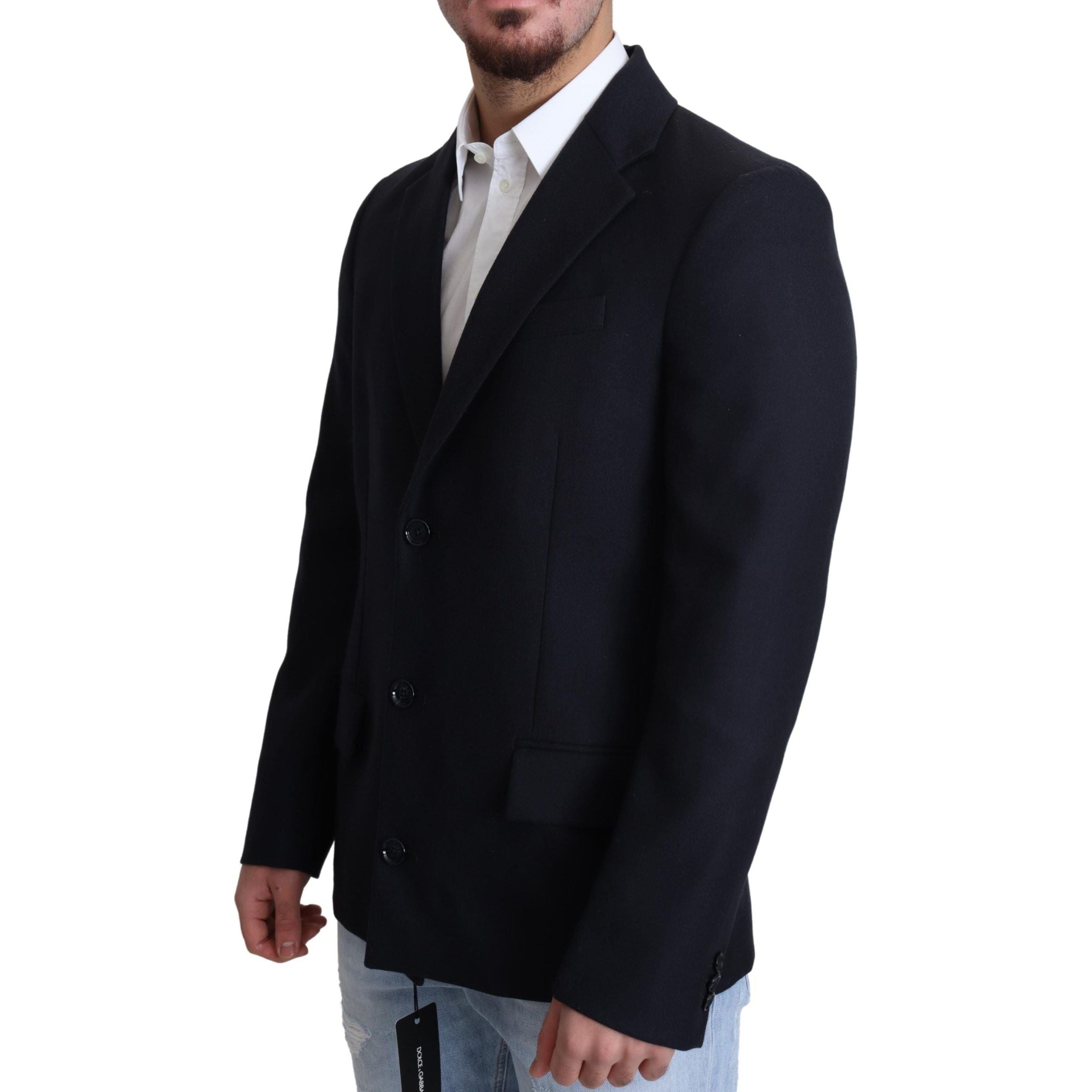 Dolce & Gabbana Dark Blue Virgin Wool Coat