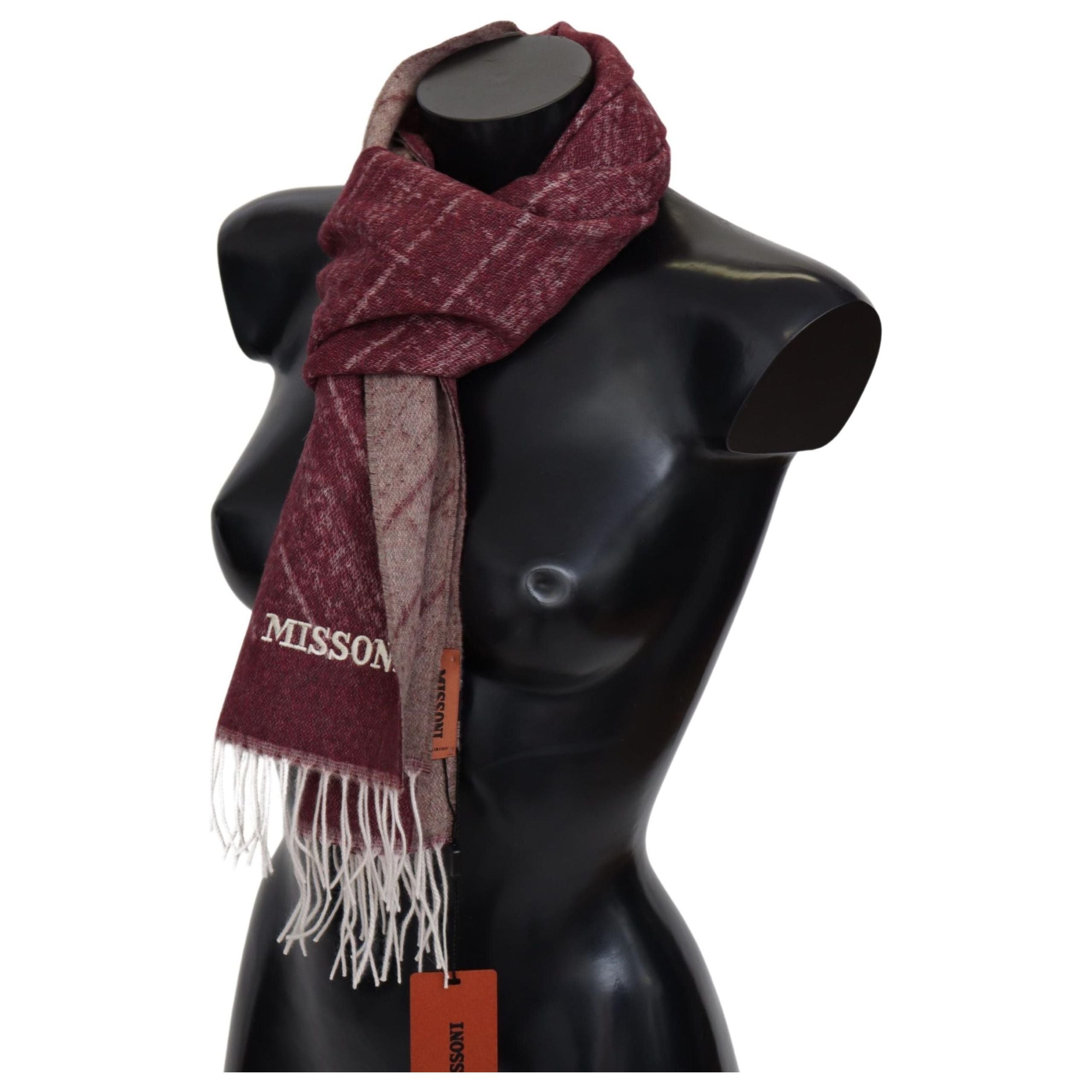 Missoni Rich Maroon Cashmere Fringed Scarf