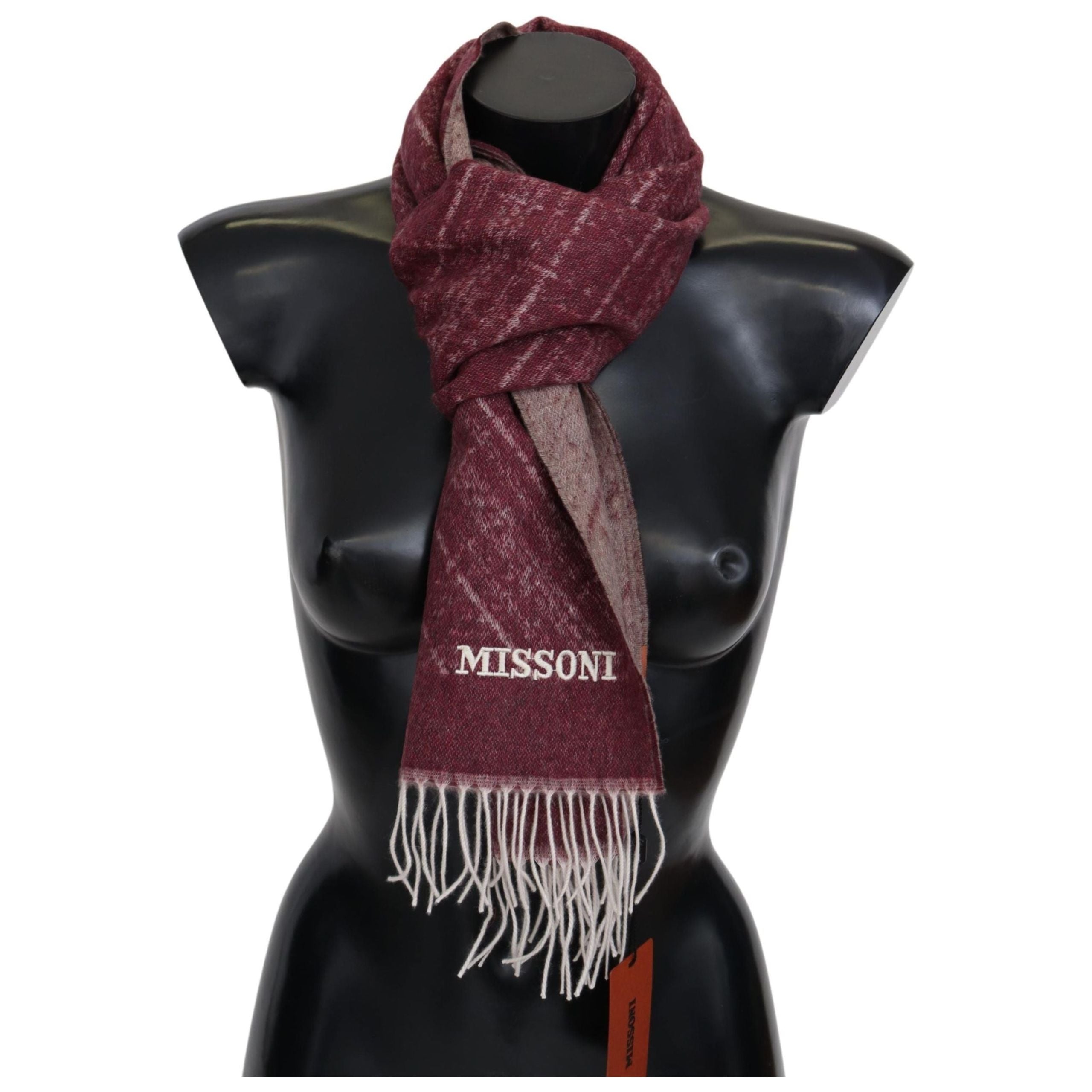 Missoni Rich Maroon Cashmere Fringed Scarf