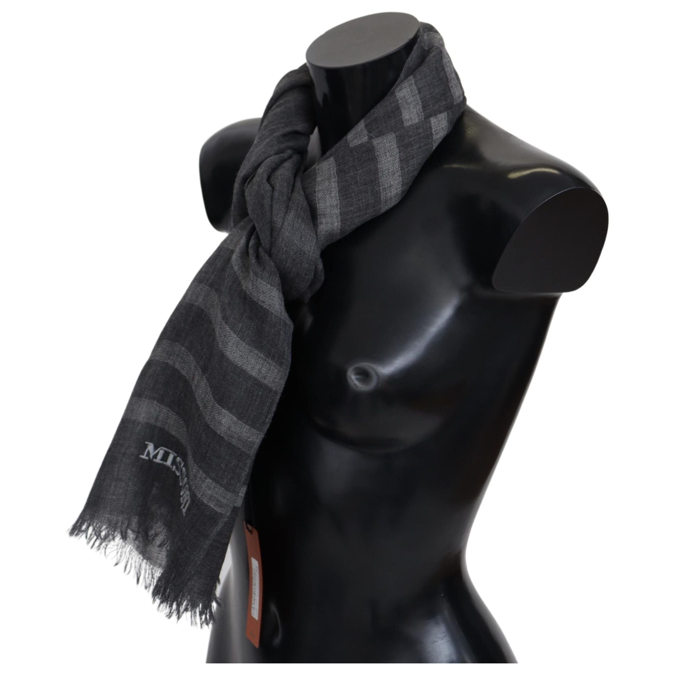 Missoni Multi-Coloured Wool Scarf with Logo Embroidery
