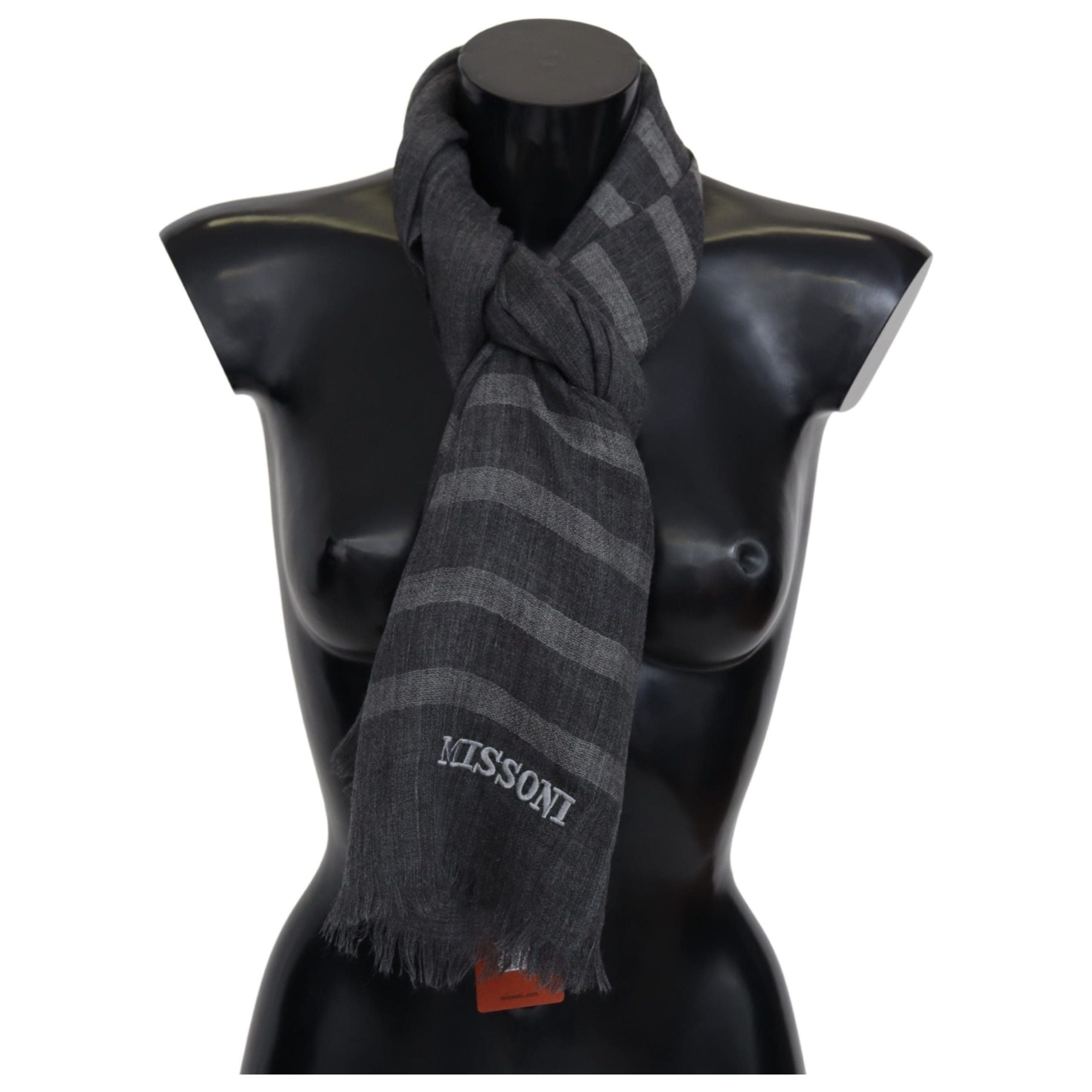 Missoni Multi-Coloured Wool Scarf with Logo Embroidery