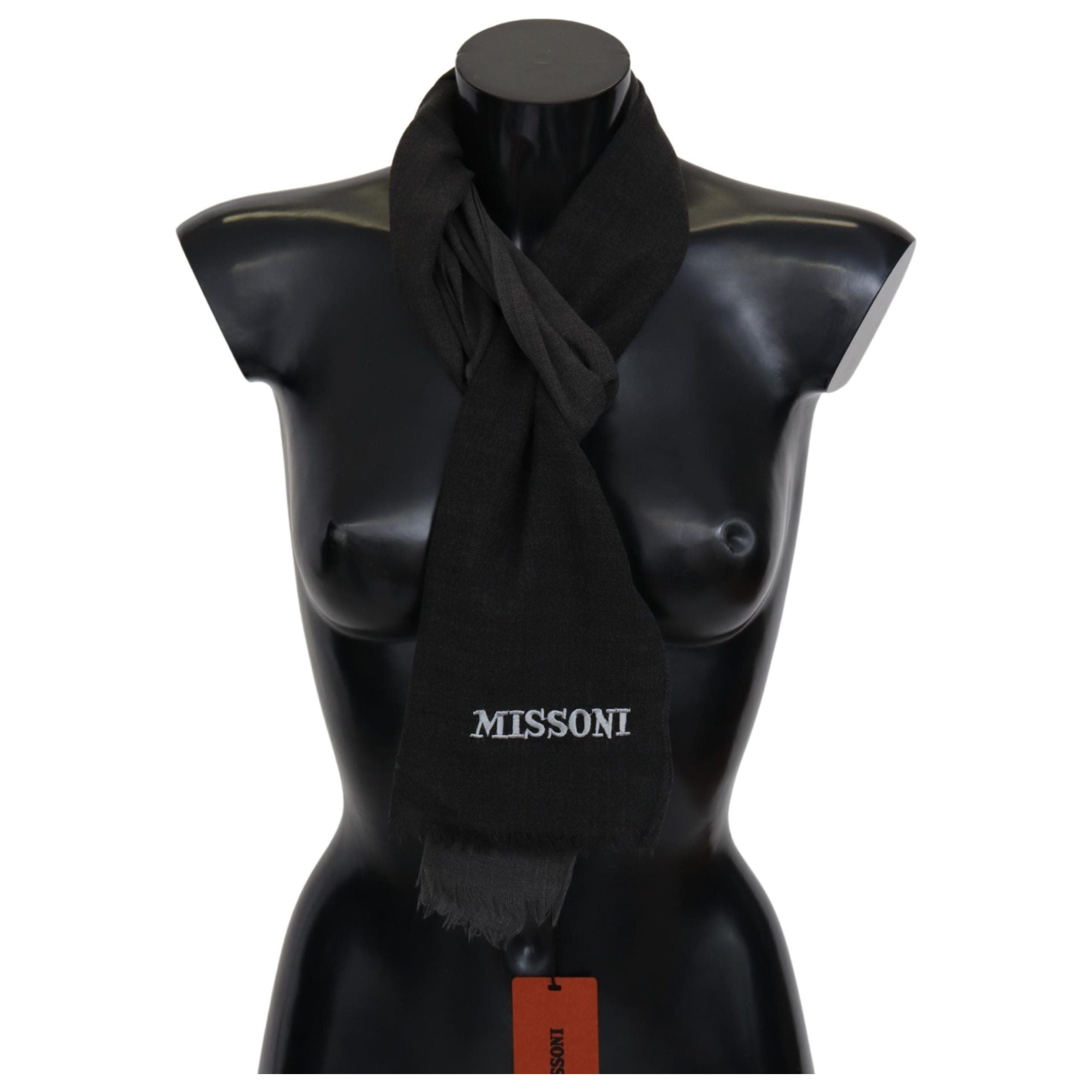 Missoni Black Wool Scarf with Fringes for Luxe Style