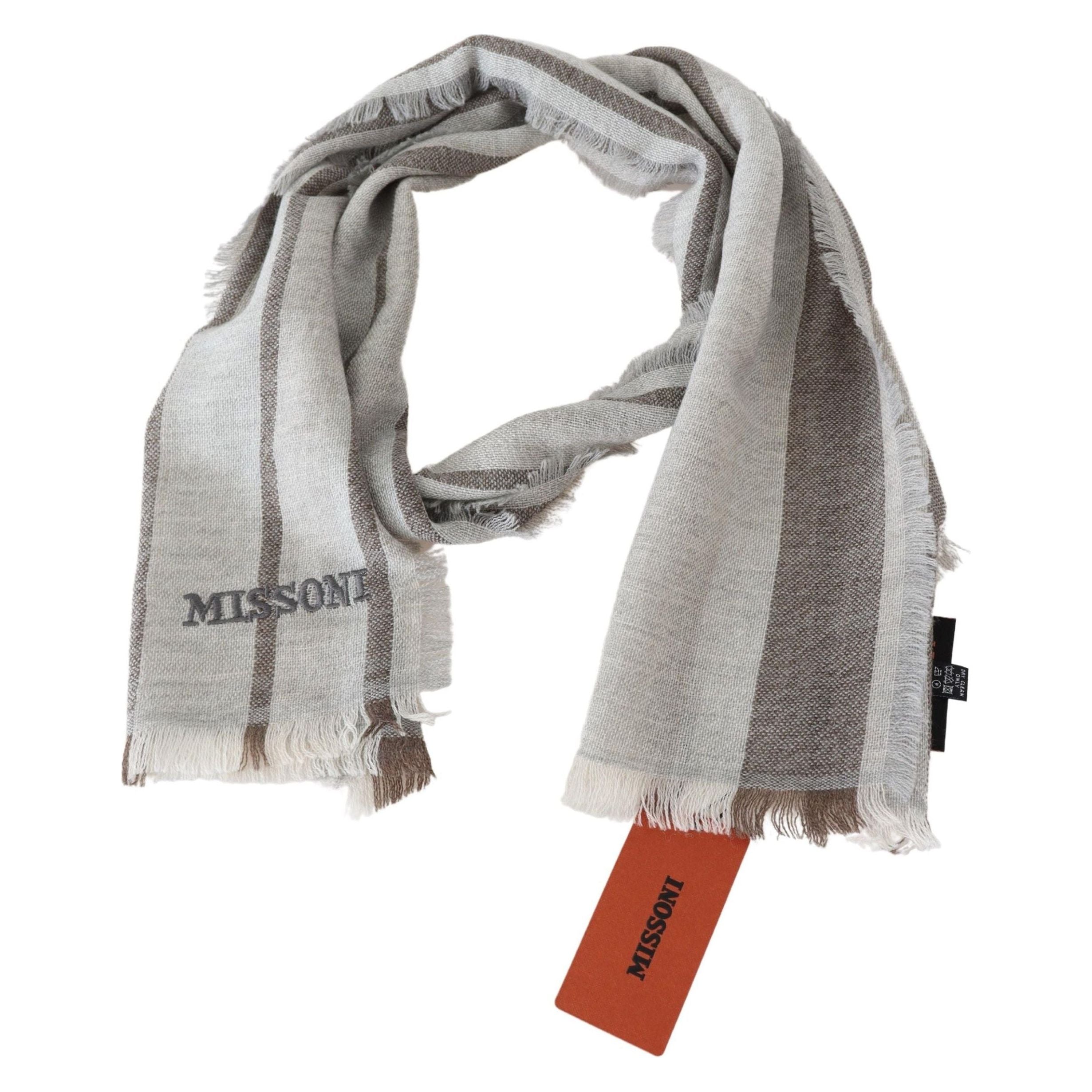 Missoni Multicolor Wool Stripe Fringe Scarf Unisex Luxury