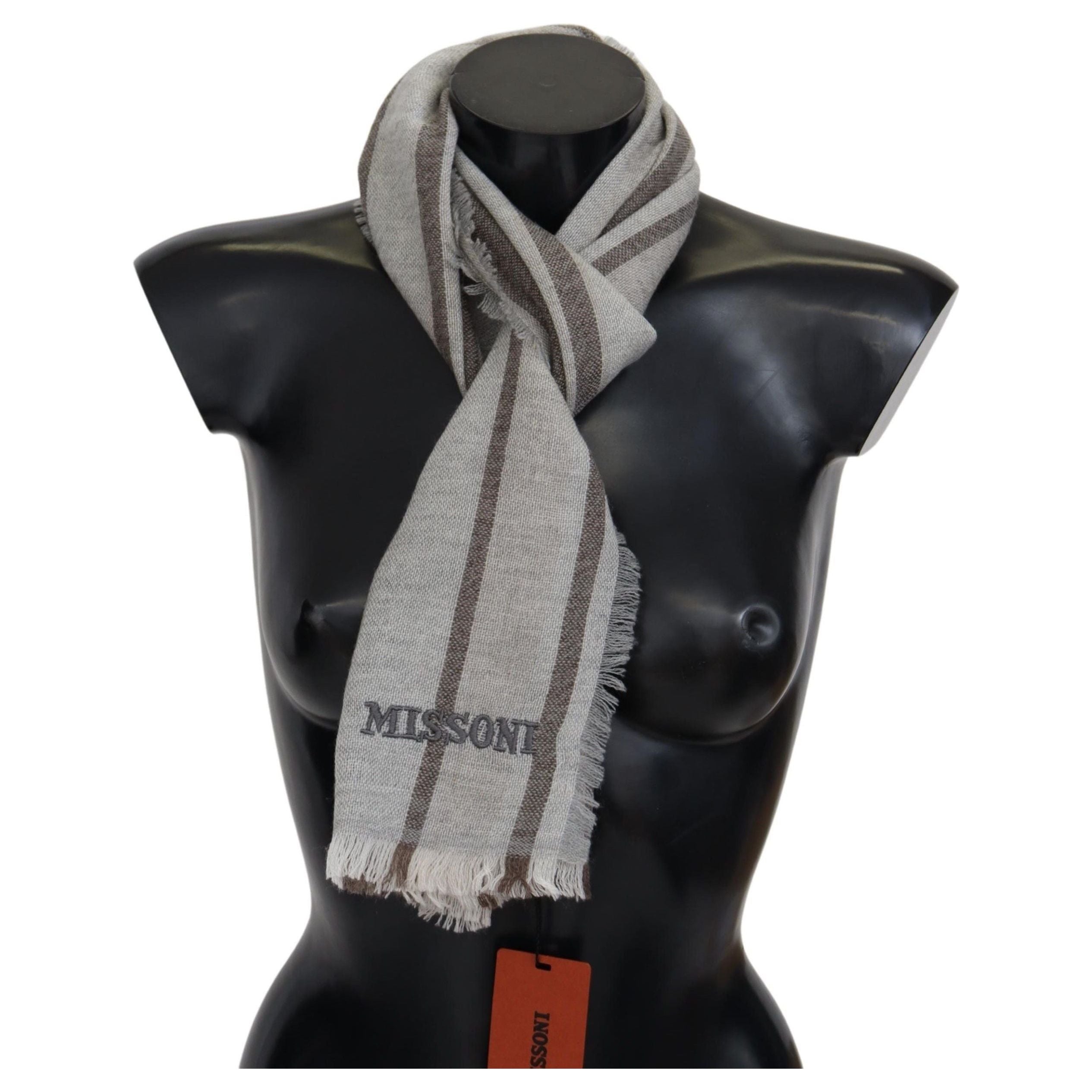 Missoni Multicolor Wool Stripe Fringe Scarf Unisex Luxury