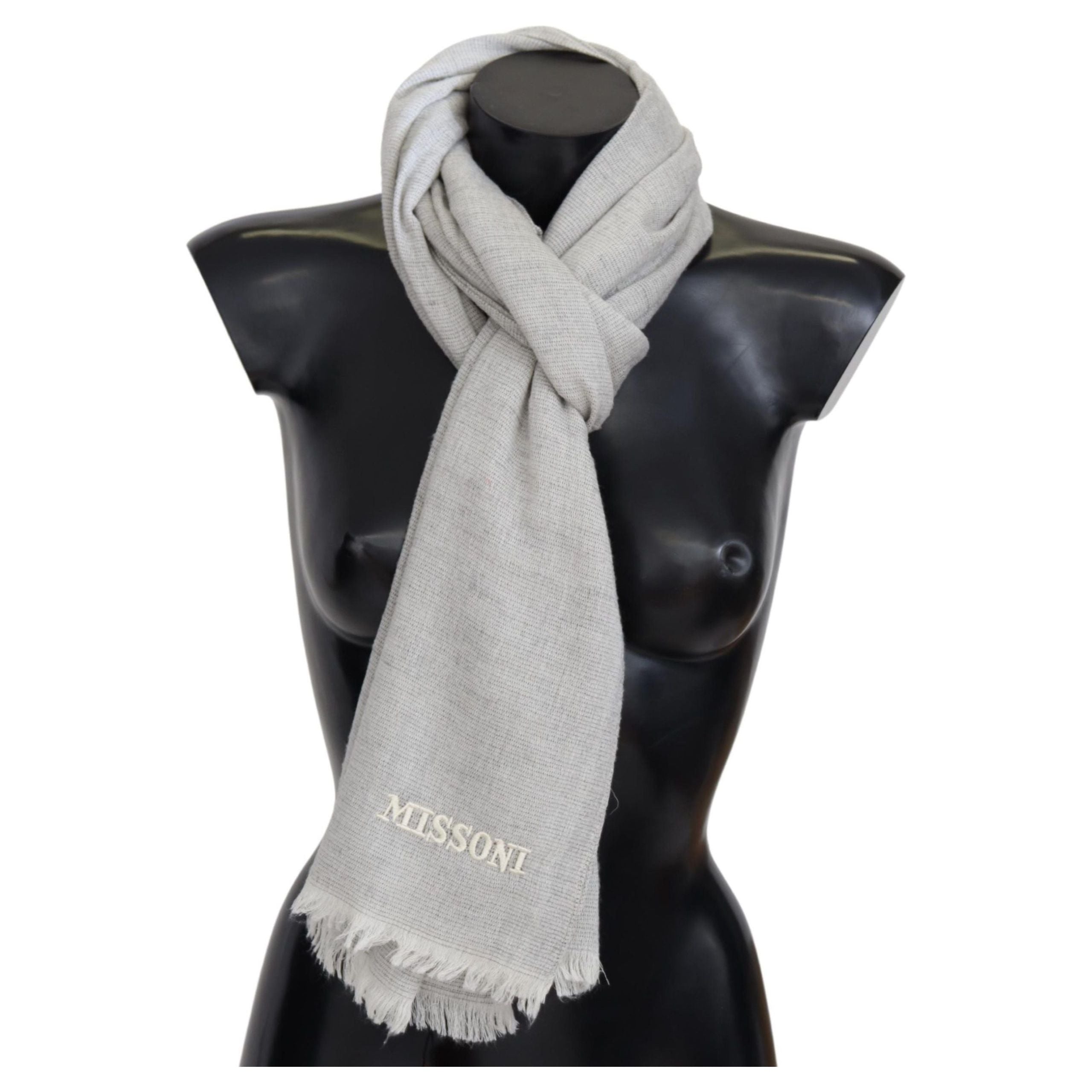 Missoni Multicolor Wool Scarf with Signature Embroidery Detail