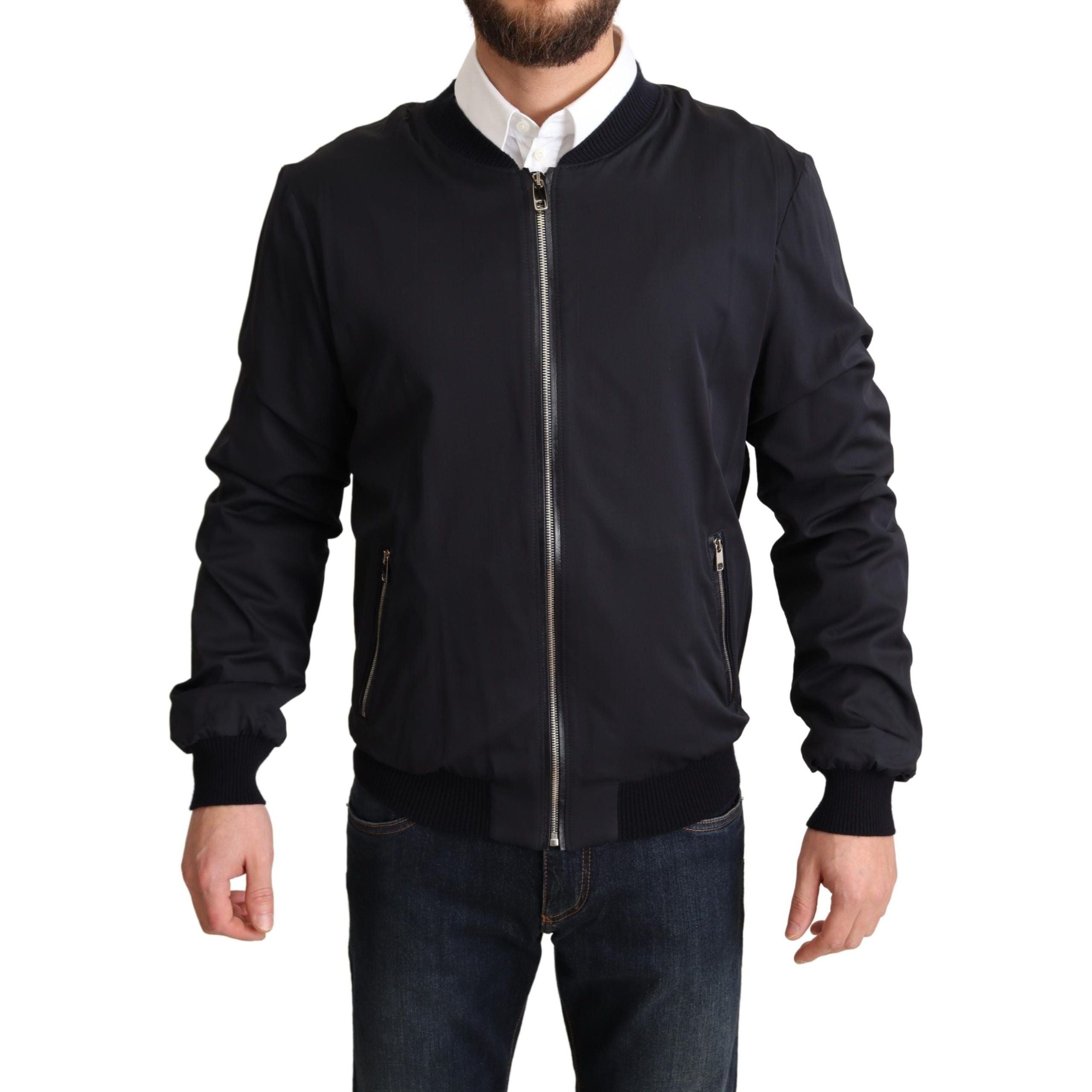 Dolce & Gabbana Black Silk Blend Bomber Jacket