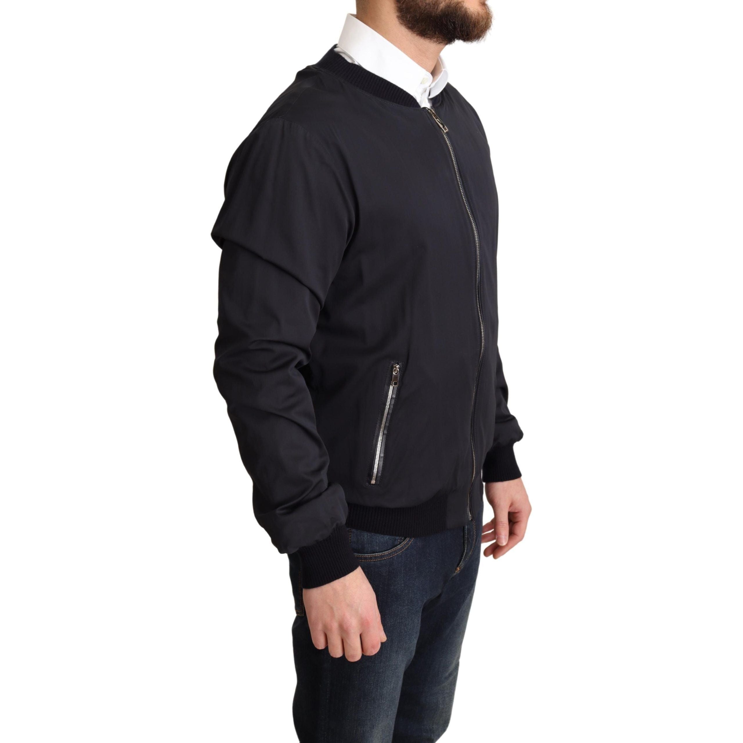 Dolce & Gabbana Black Silk Blend Bomber Jacket