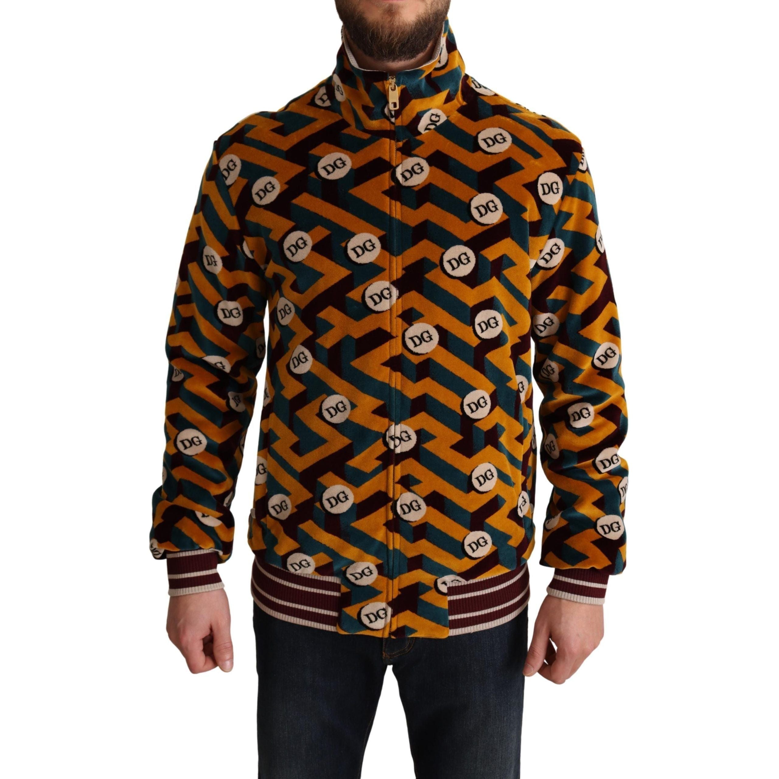 Dolce & Gabbana Multicolor Cotton Zip Sweater