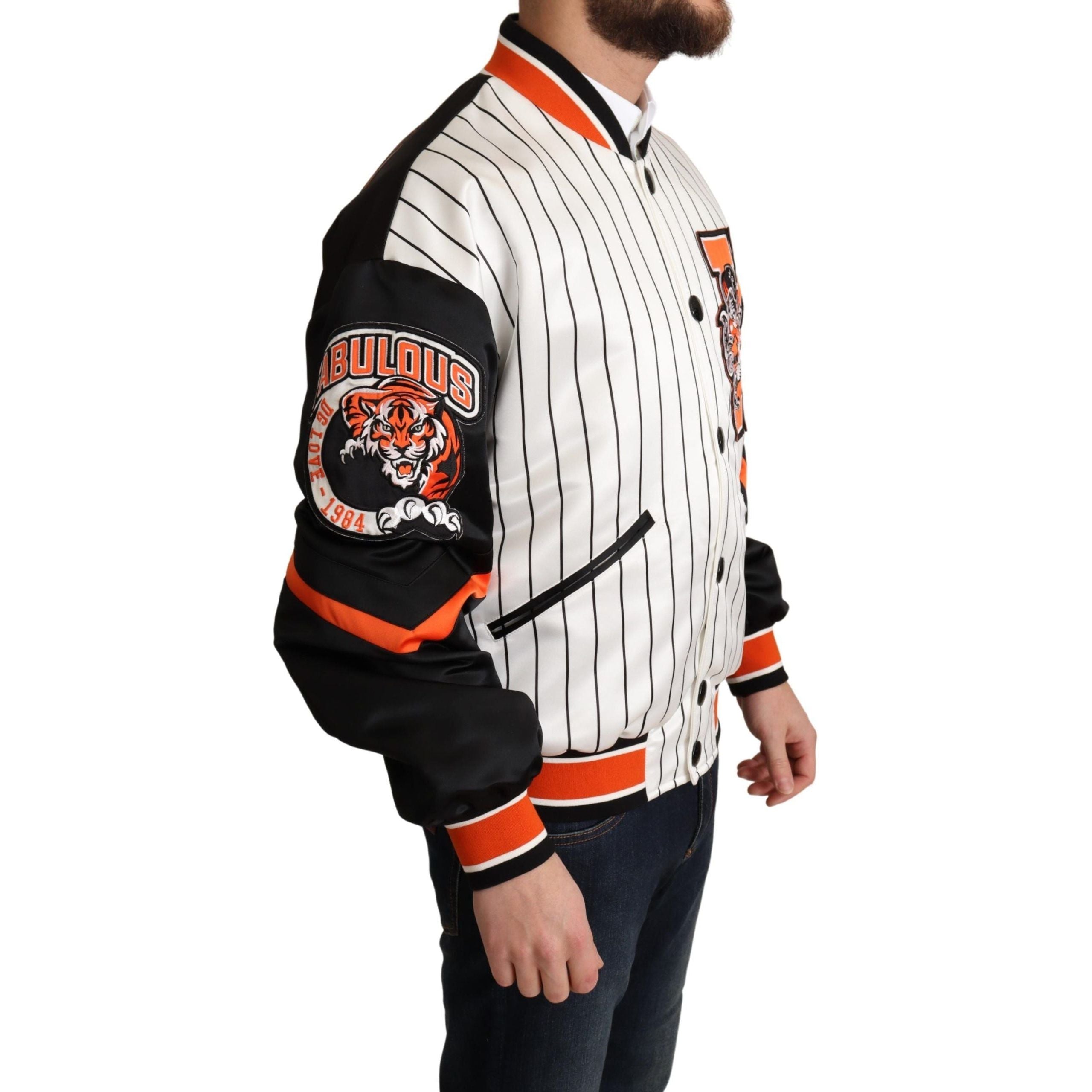Dolce & Gabbana White Satin Bomber Jacket