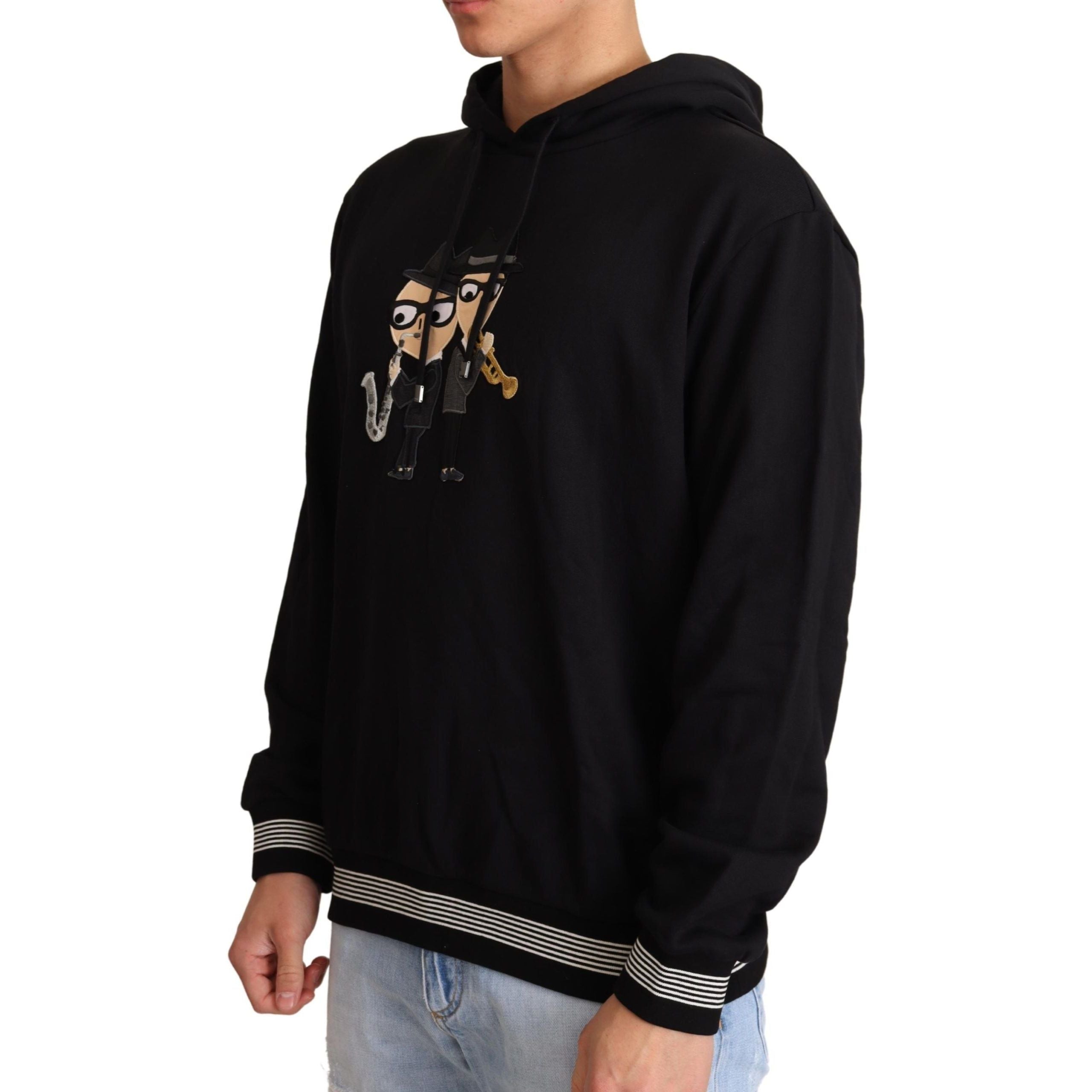 Dolce & Gabbana Black Cotton Elegant Embroidered Sweater