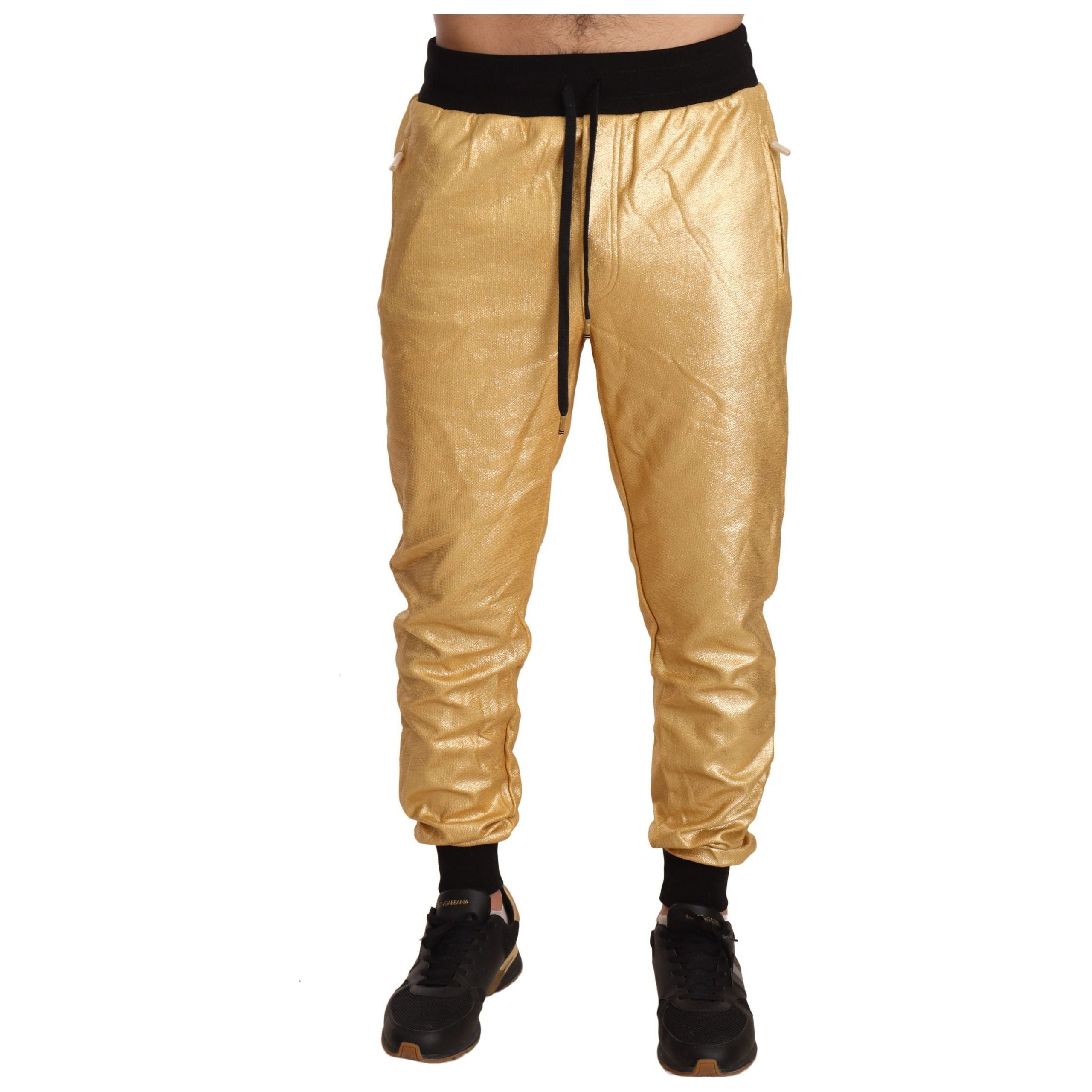 Dolce & Gabbana Gold Cotton Sweatpants Luxury