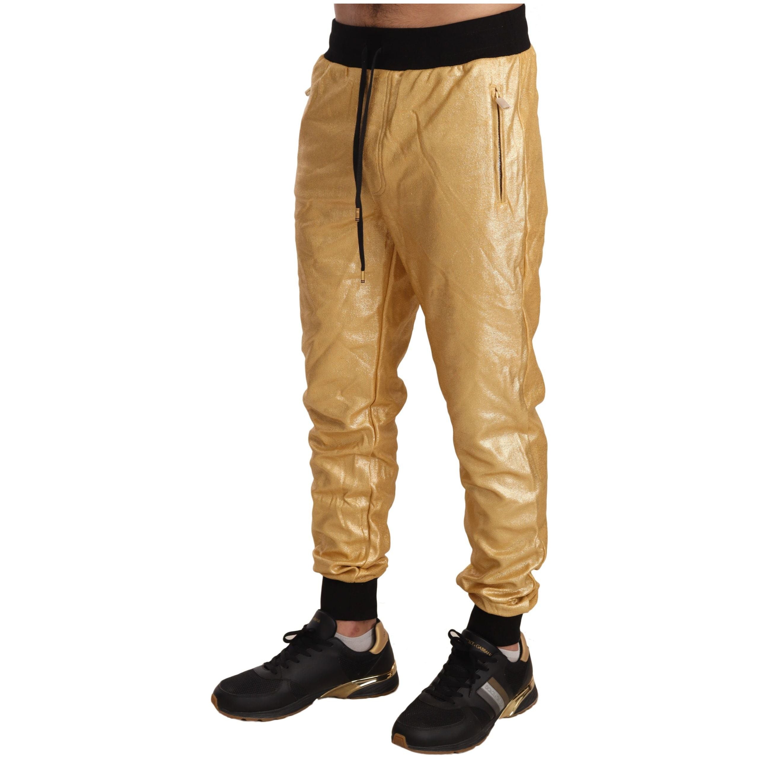 Dolce & Gabbana Gold Cotton Sweatpants Luxury