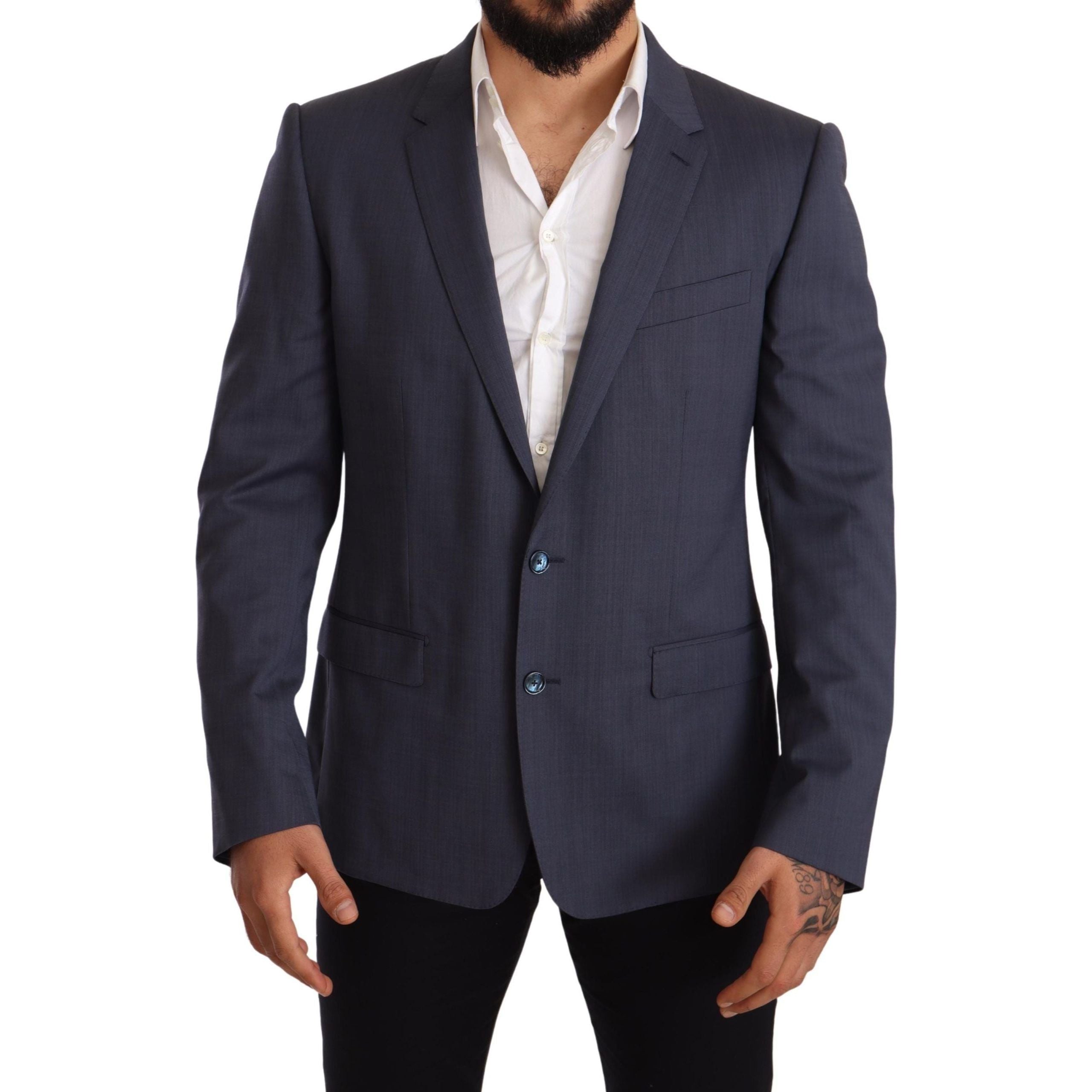 Dolce & Gabbana Blue Wool Martini Blazer Jacket