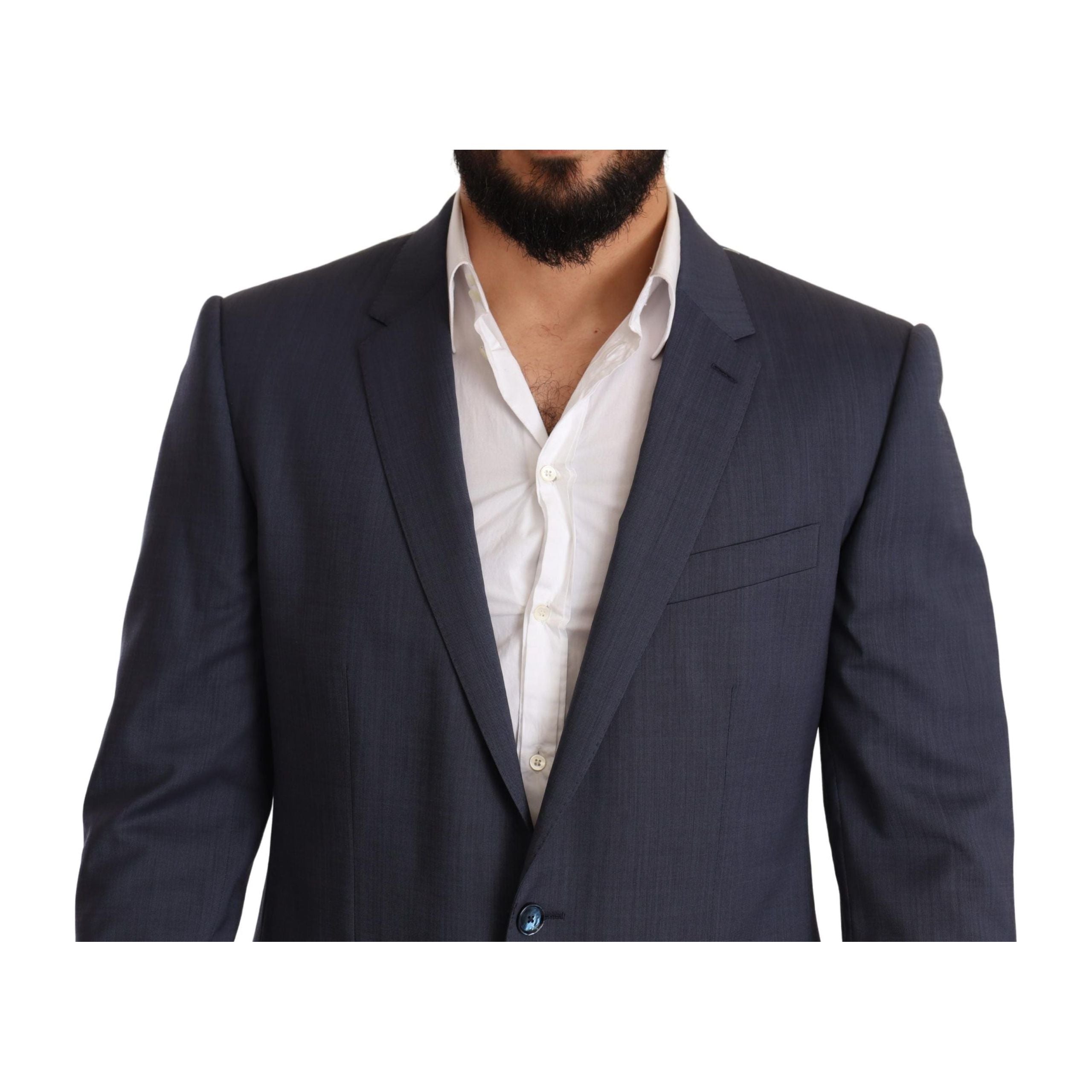 Dolce & Gabbana Blue Wool Martini Blazer Jacket