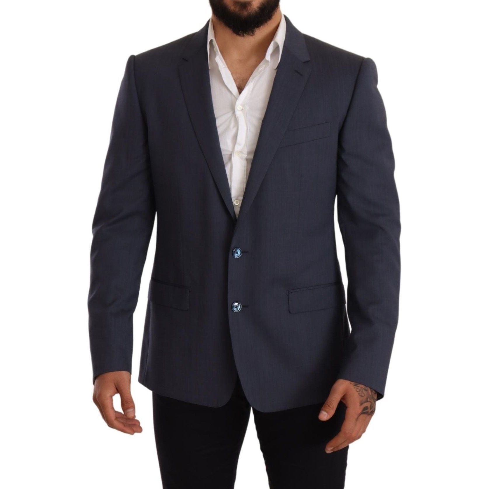 Dolce & Gabbana Blue Wool Martini Blazer Jacket