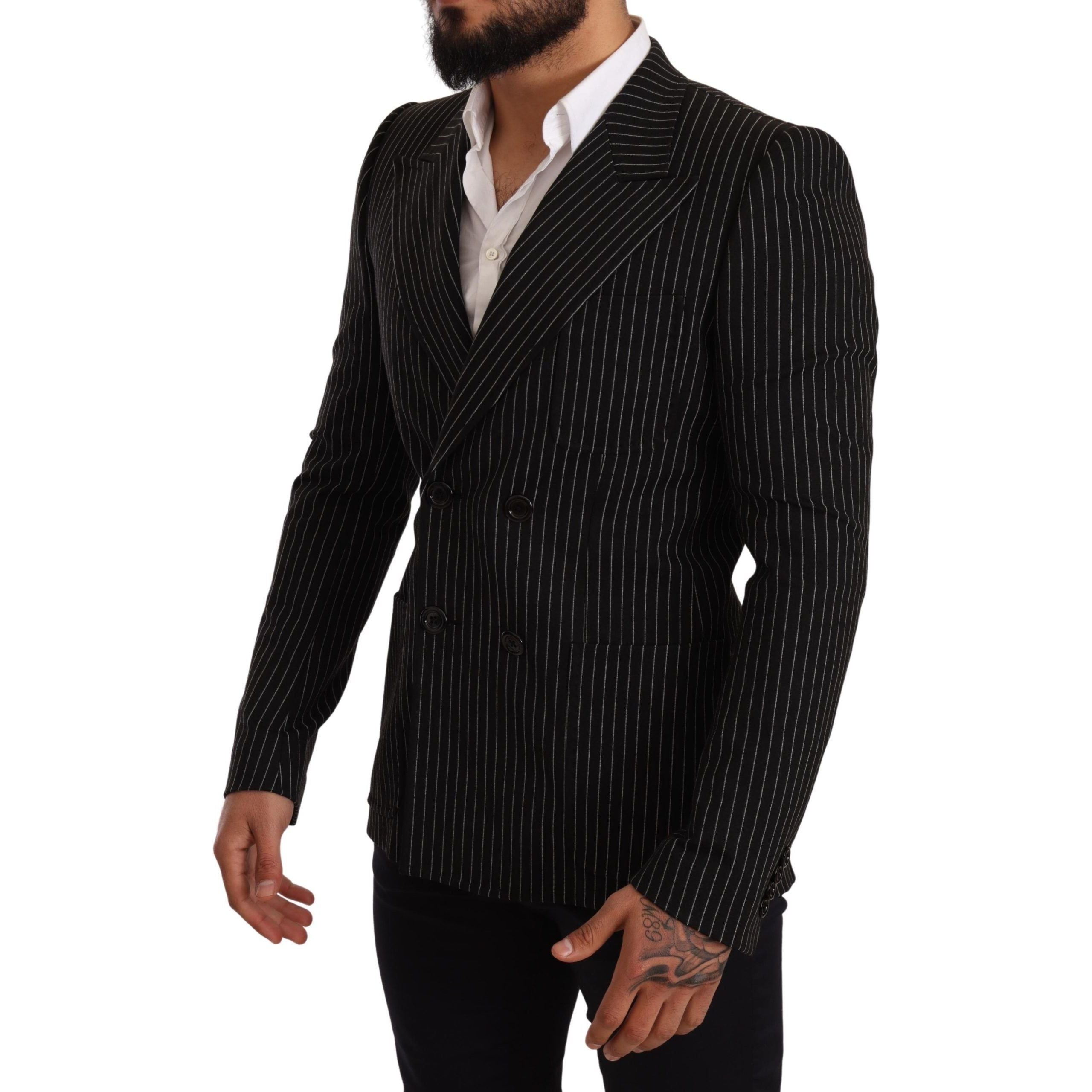 Dolce & Gabbana Black Wool Blazer with Silk Lining