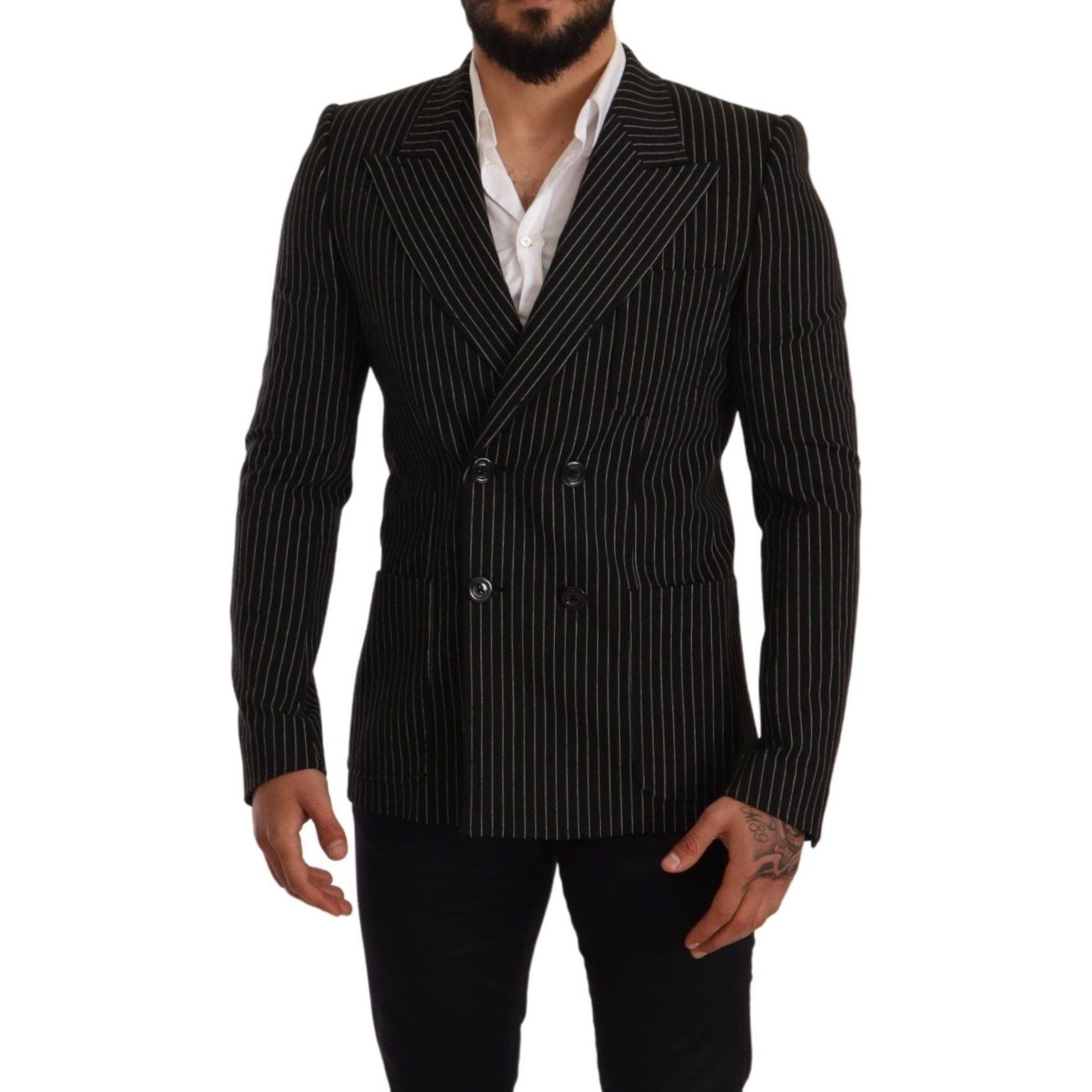 Dolce & Gabbana Black Wool Blazer with Silk Lining