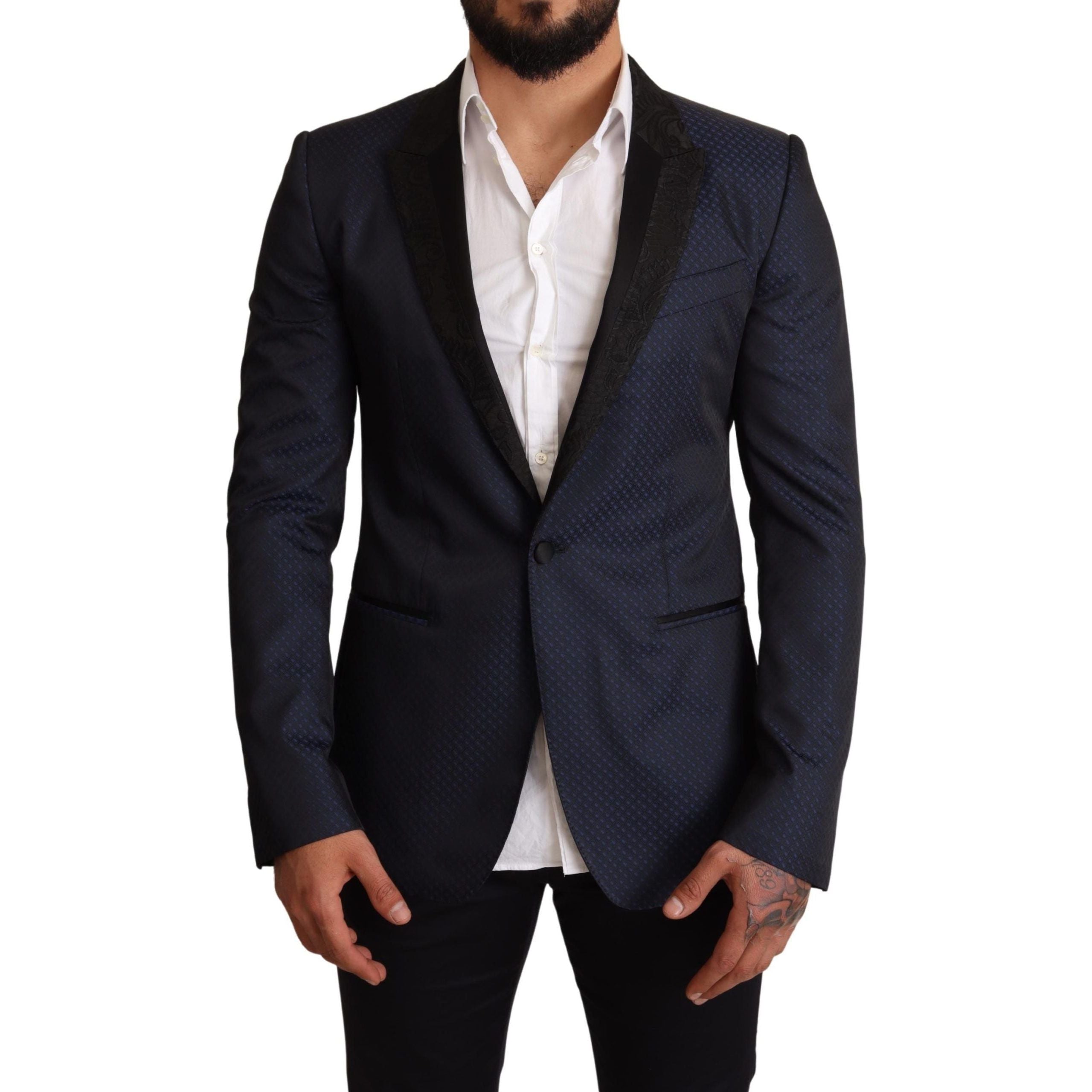 Dolce & Gabbana Blue Wool Slim Fit Martini Blazer