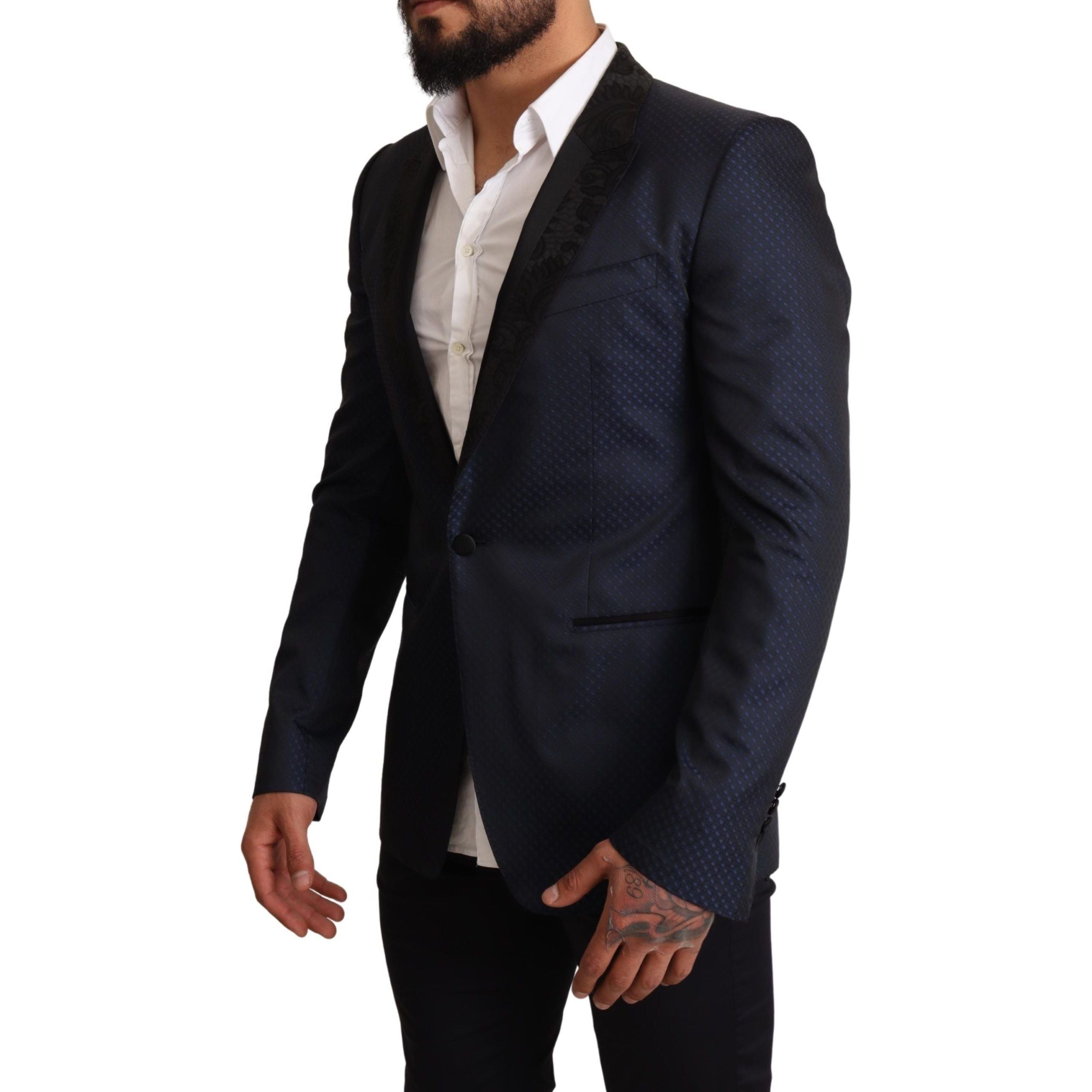 Dolce & Gabbana Blue Wool Slim Fit Martini Blazer