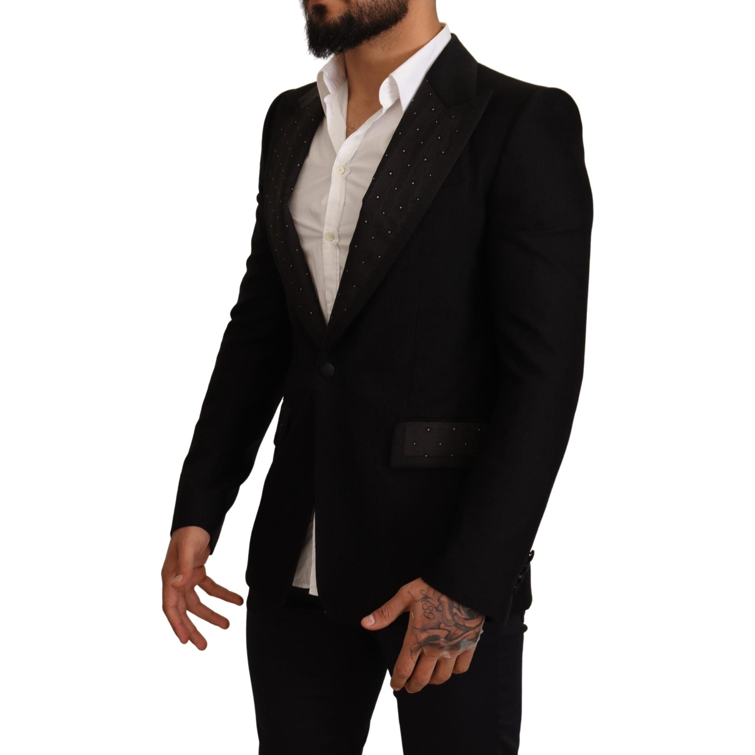 Dolce & Gabbana Black Wool Blend Blazer Jacket