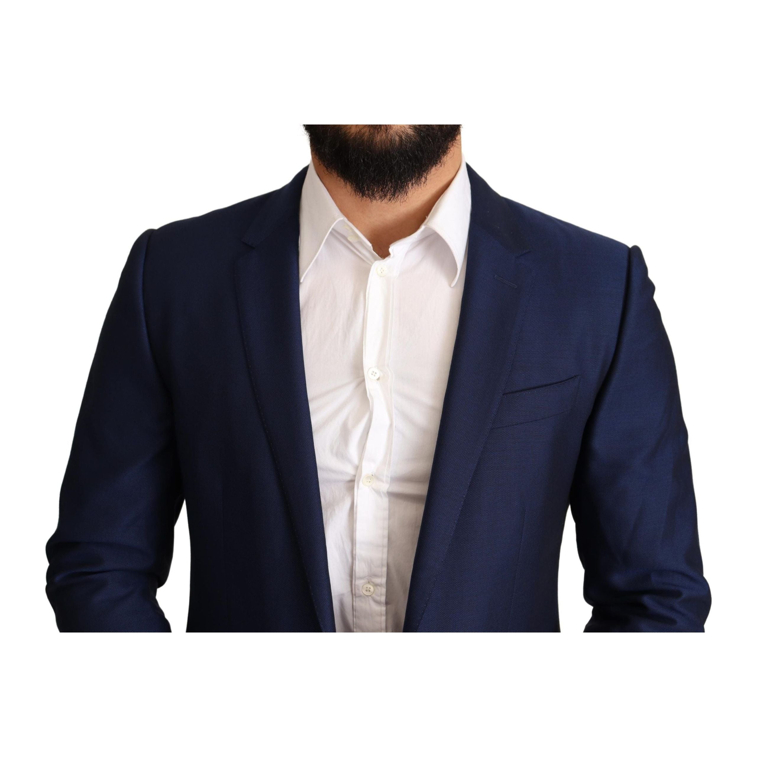 Dolce & Gabbana Navy Blue Virgin Wool Martini Blazer