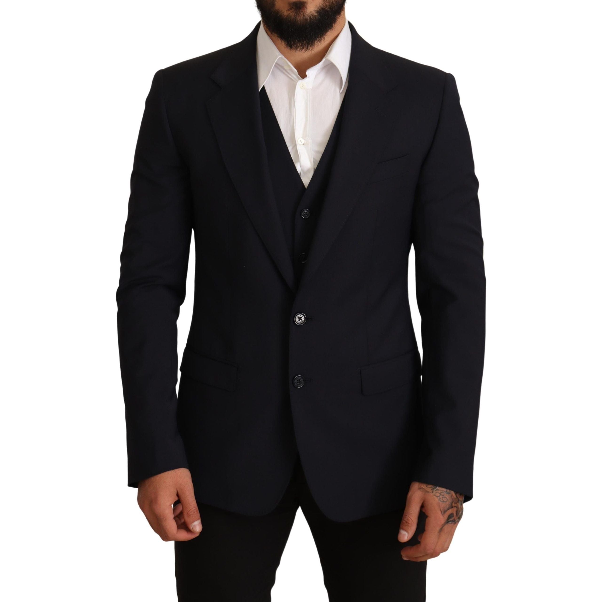 Dolce & Gabbana Dark Blue Wool Blend Martini Suit