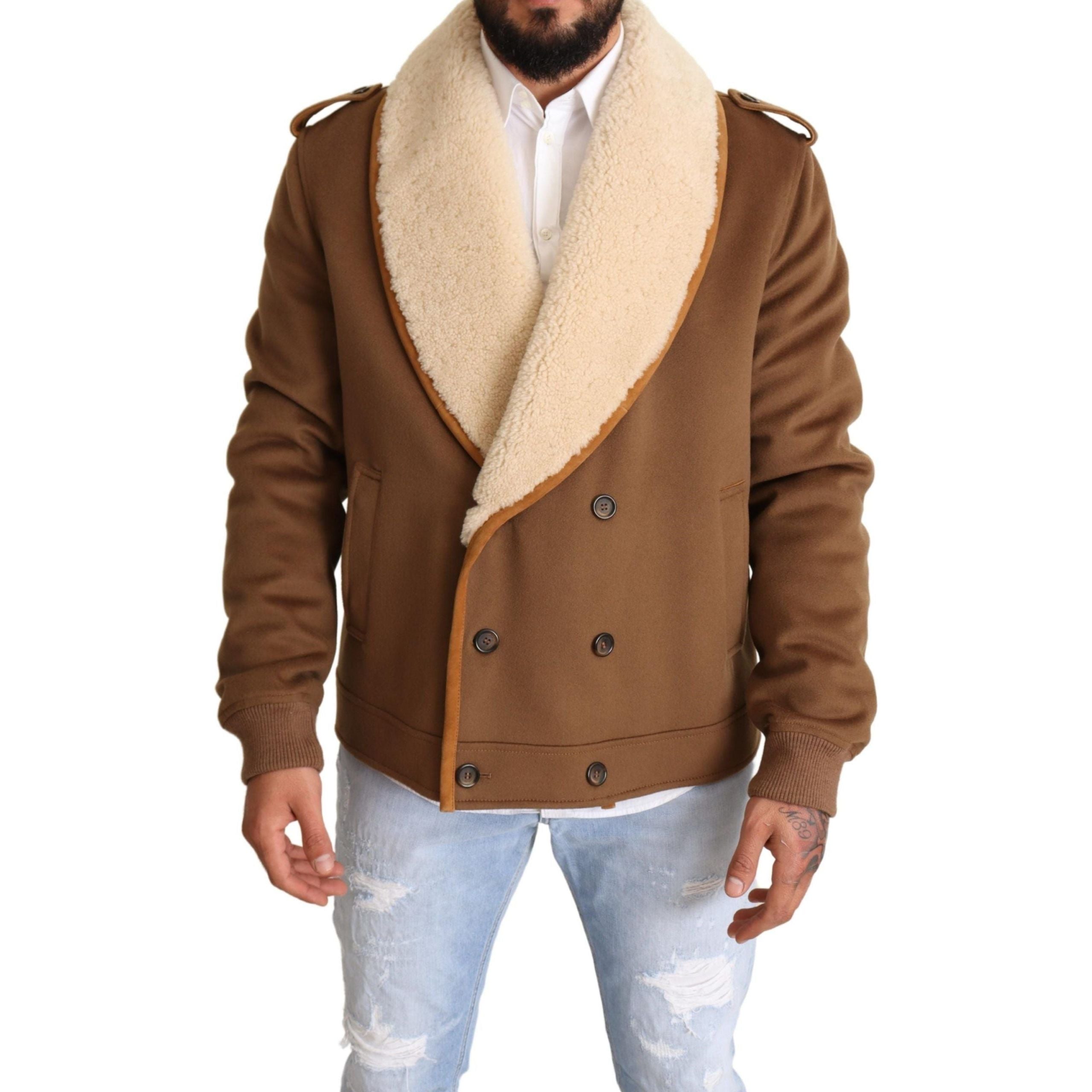 Dolce & Gabbana Black Shearling Double Breasted Jacket