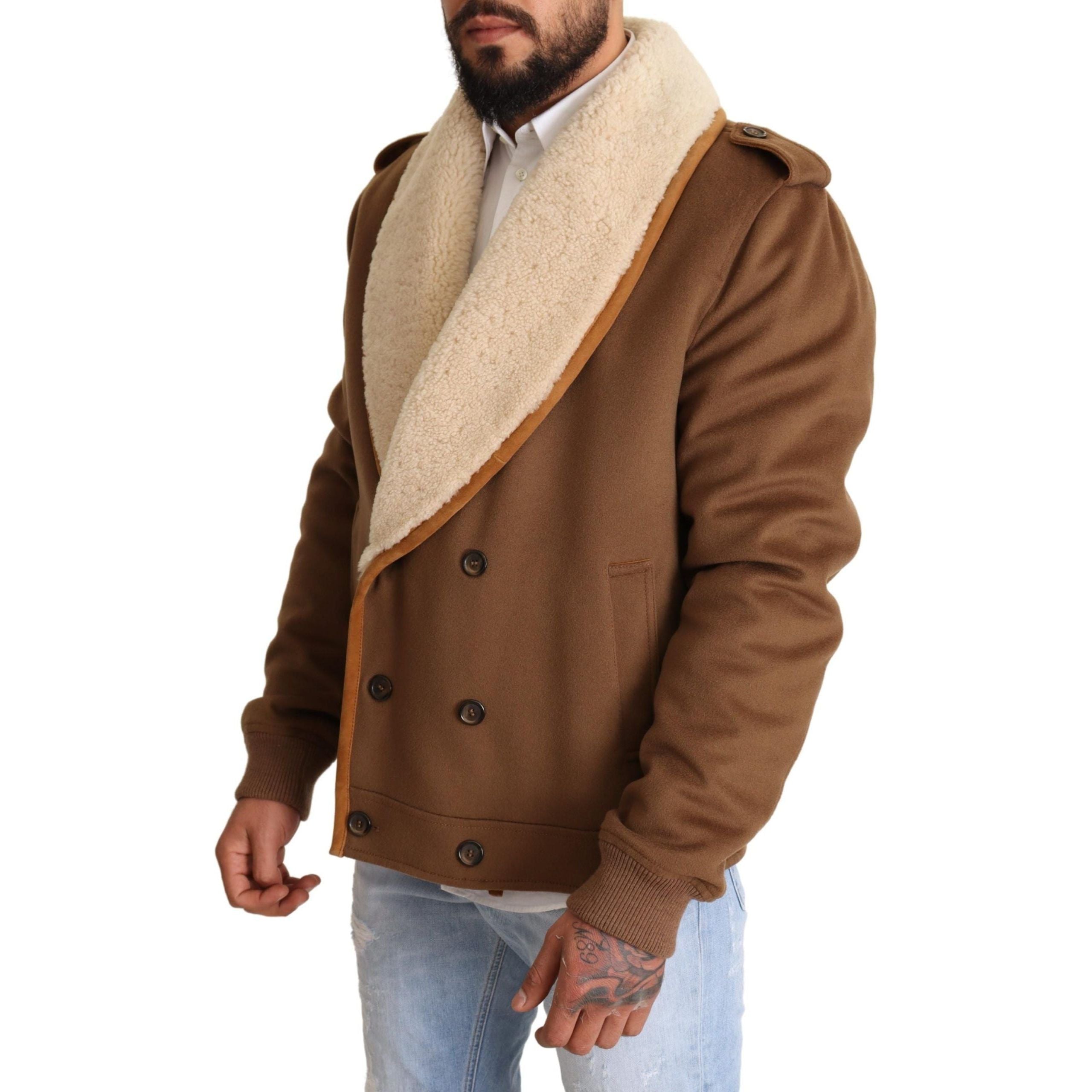 Dolce & Gabbana Black Shearling Double Breasted Jacket