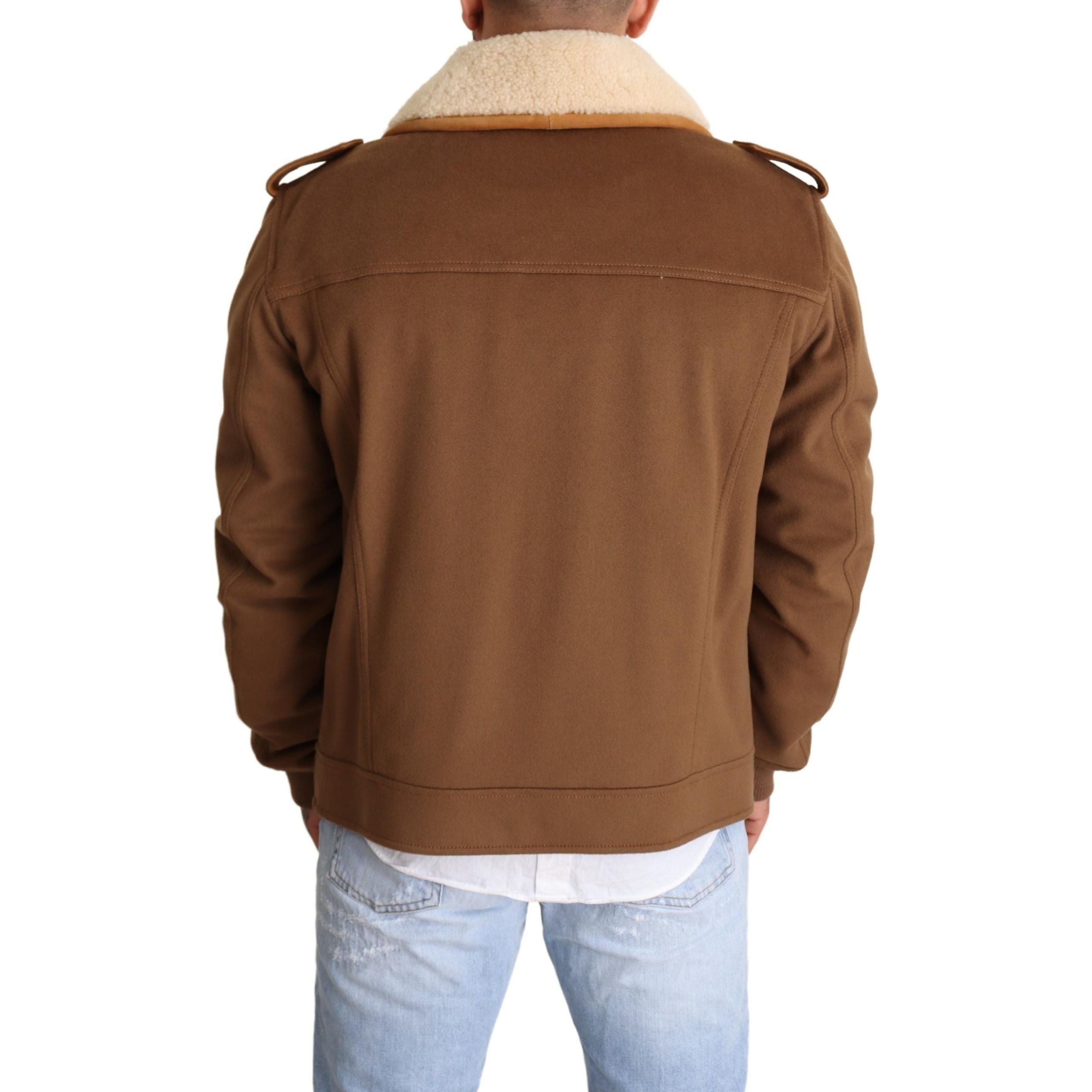 Dolce & Gabbana Black Shearling Double Breasted Jacket