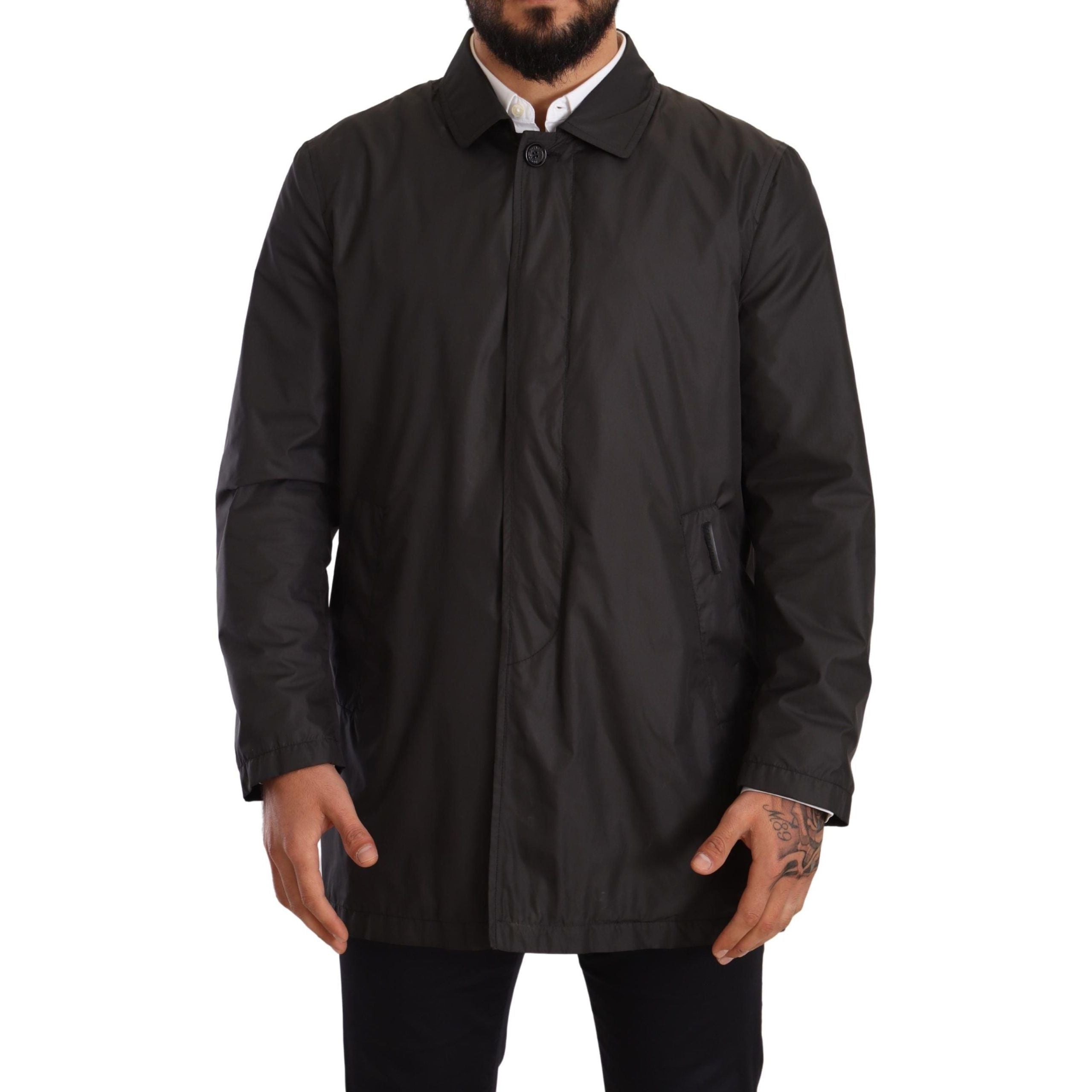 Dolce & Gabbana Black Wool Trench Coat for Sophisticated Style