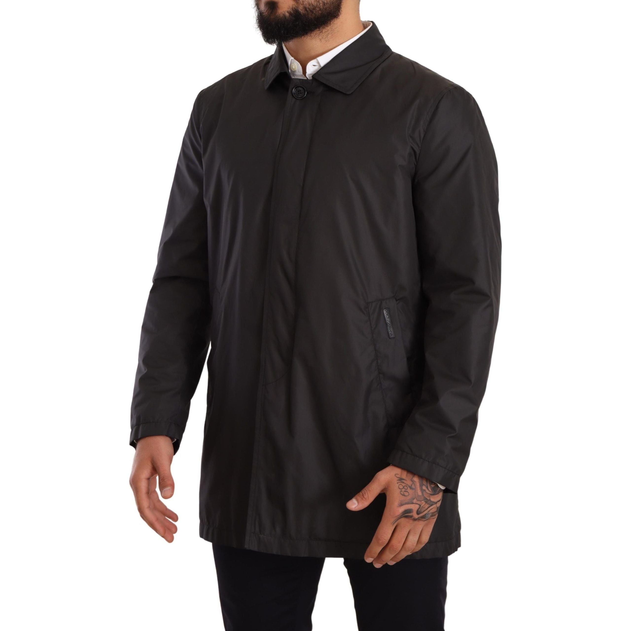 Dolce & Gabbana Black Wool Trench Coat for Sophisticated Style
