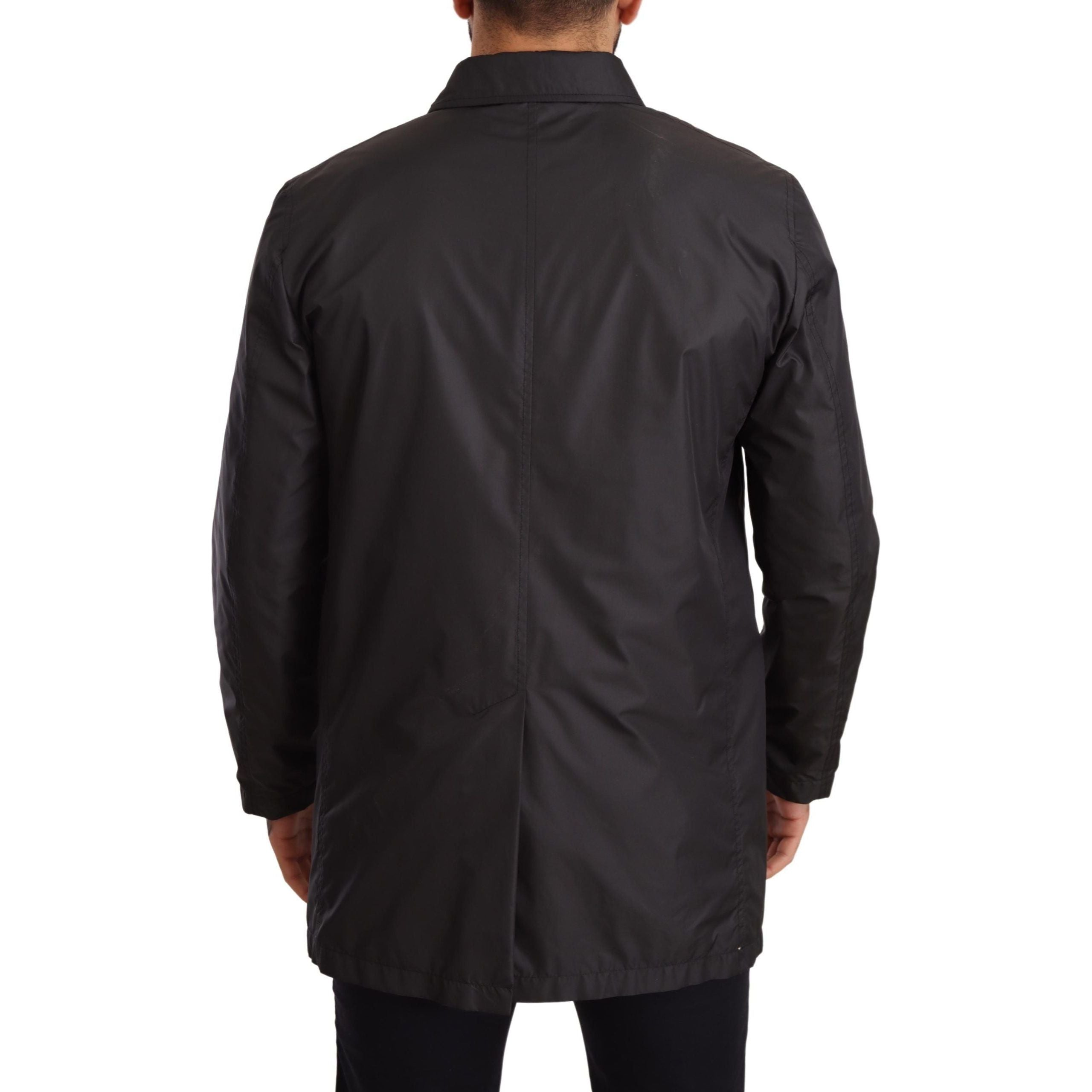 Dolce & Gabbana Black Wool Trench Coat for Sophisticated Style